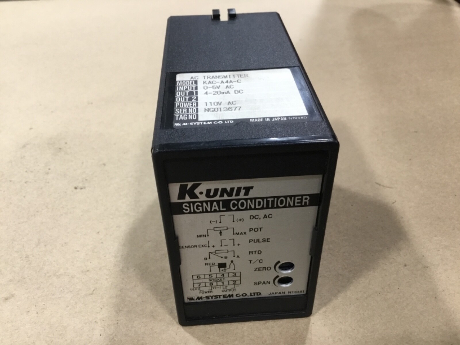 M-Systems KAC-A4A-C Signal Conditioner K-Unit AC Transmitter 110V #16B12