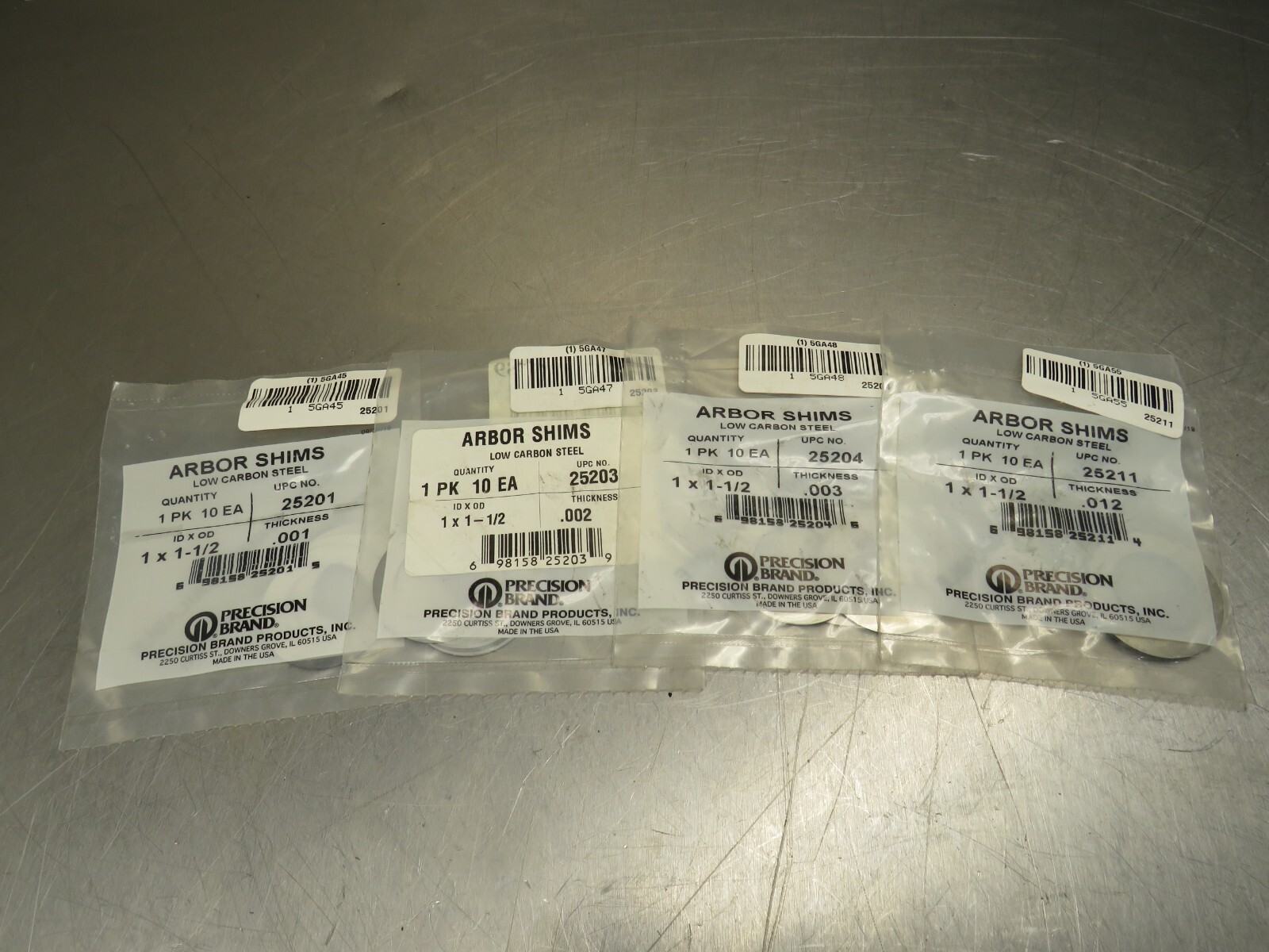 Precision Brand Shims Lot 25201, 25203, 25204, 25211 Lot of 10 Each