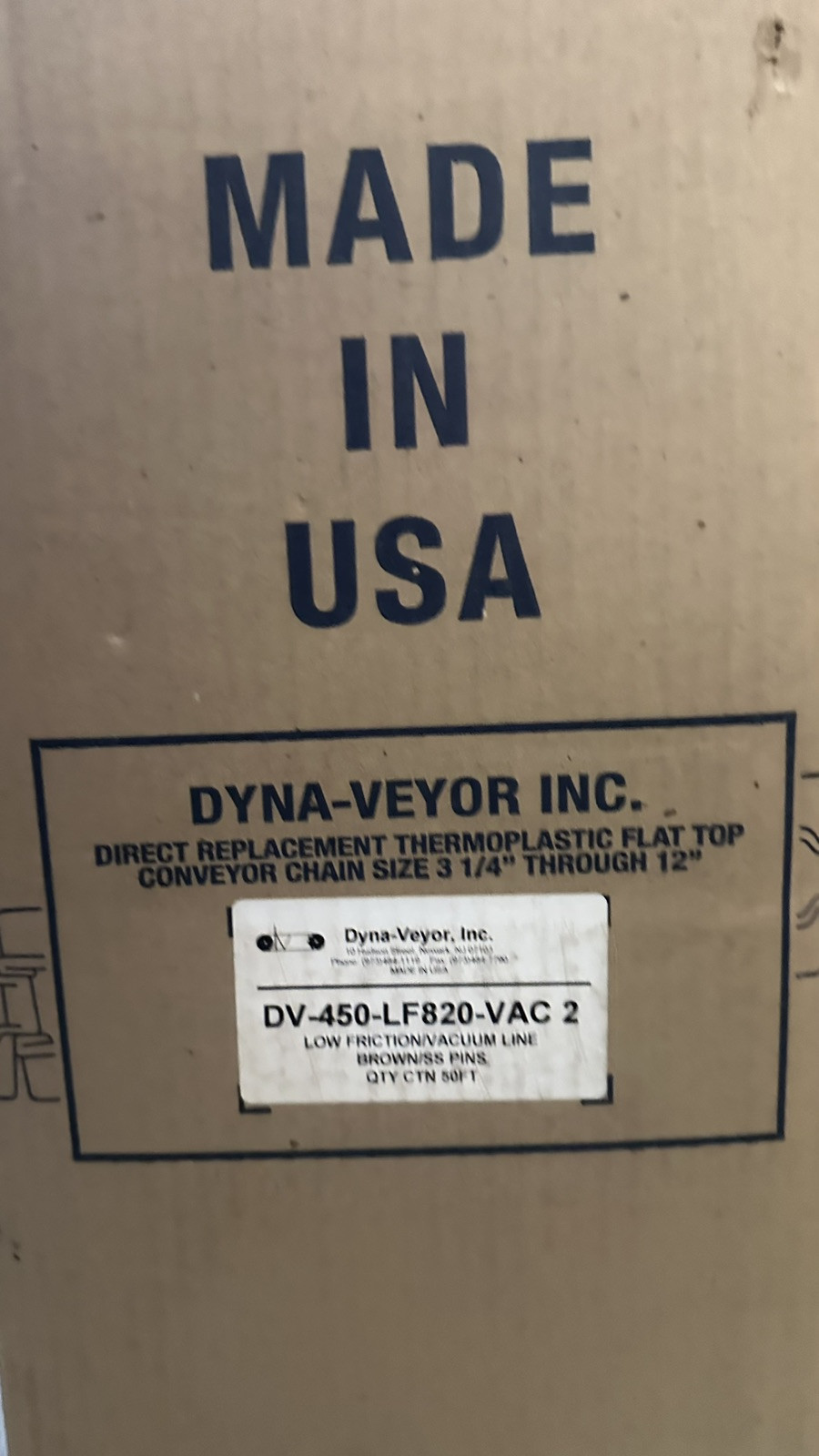 (2) NIB 50FT DYNA-VEYOR DV-450-LF820- VAC 2 LOW FRICTION / VACUM LINE 50 FT