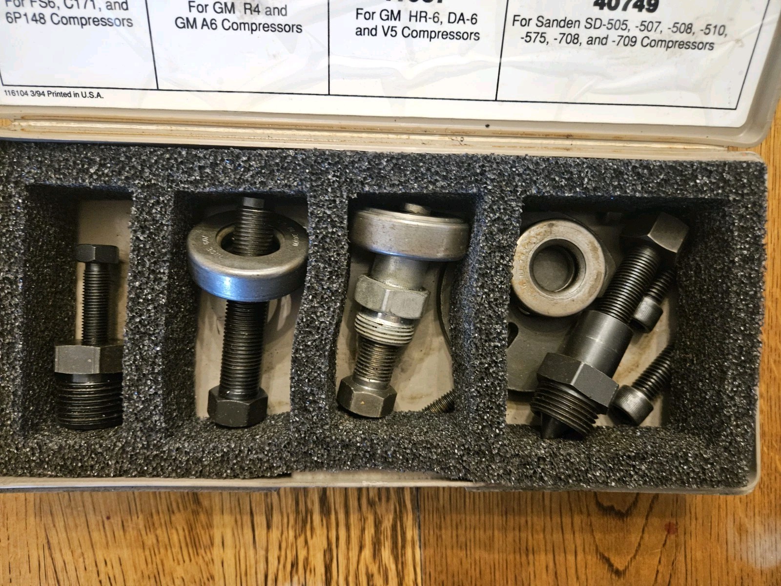 ROBINAIR 18021 A/C COMPRESSOR CLUTCH REMOVER KIT – 10884 10861 41067 40749 CASE