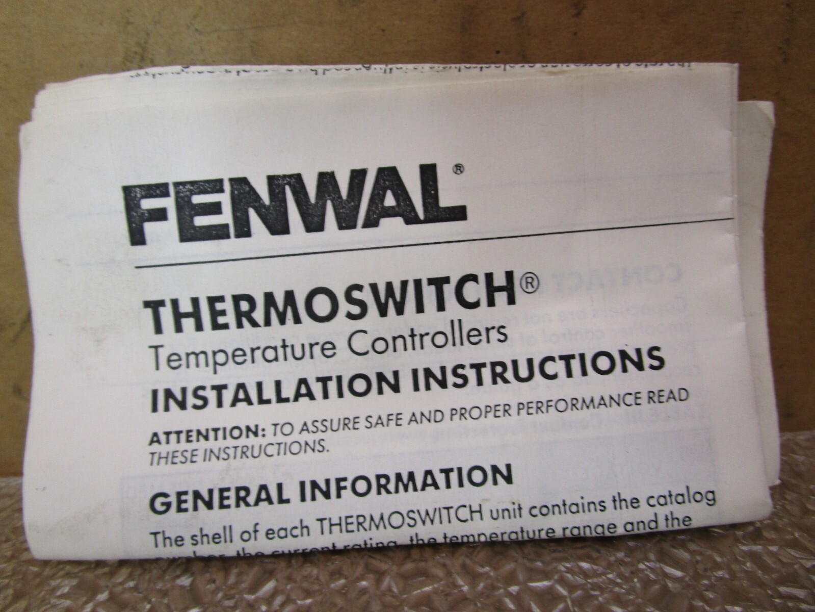 New Open Box Fenwal 18021-0 Temp. Range -100 to 400F Thermoswitch 51784HM