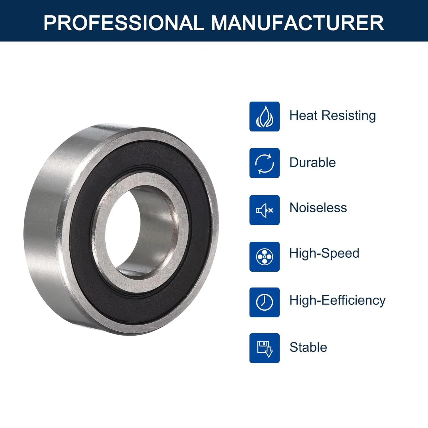6204-2RS Deep Groove Ball Bearings, ID 20mm x OD 47mm x Width 14mm Double Rubber
