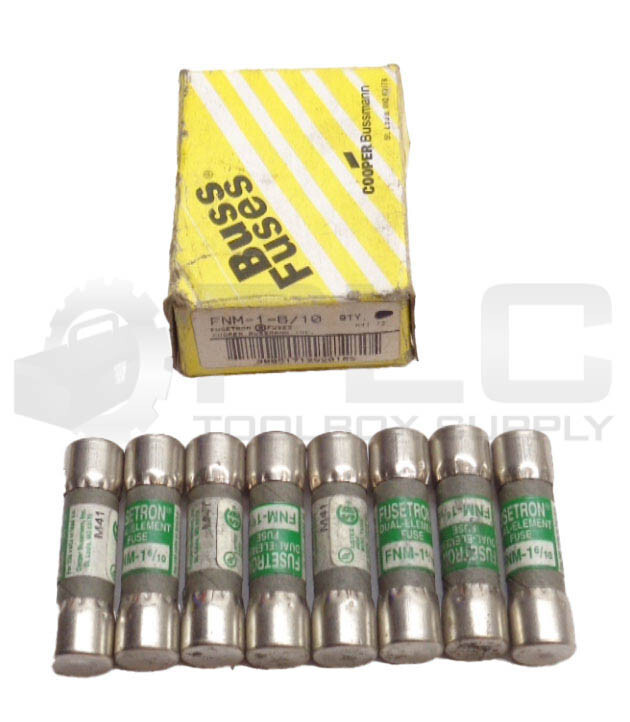 BOX OF 8 NEW BUSSMANN FNM-1-6/10 FUSTRON FUSES 250V