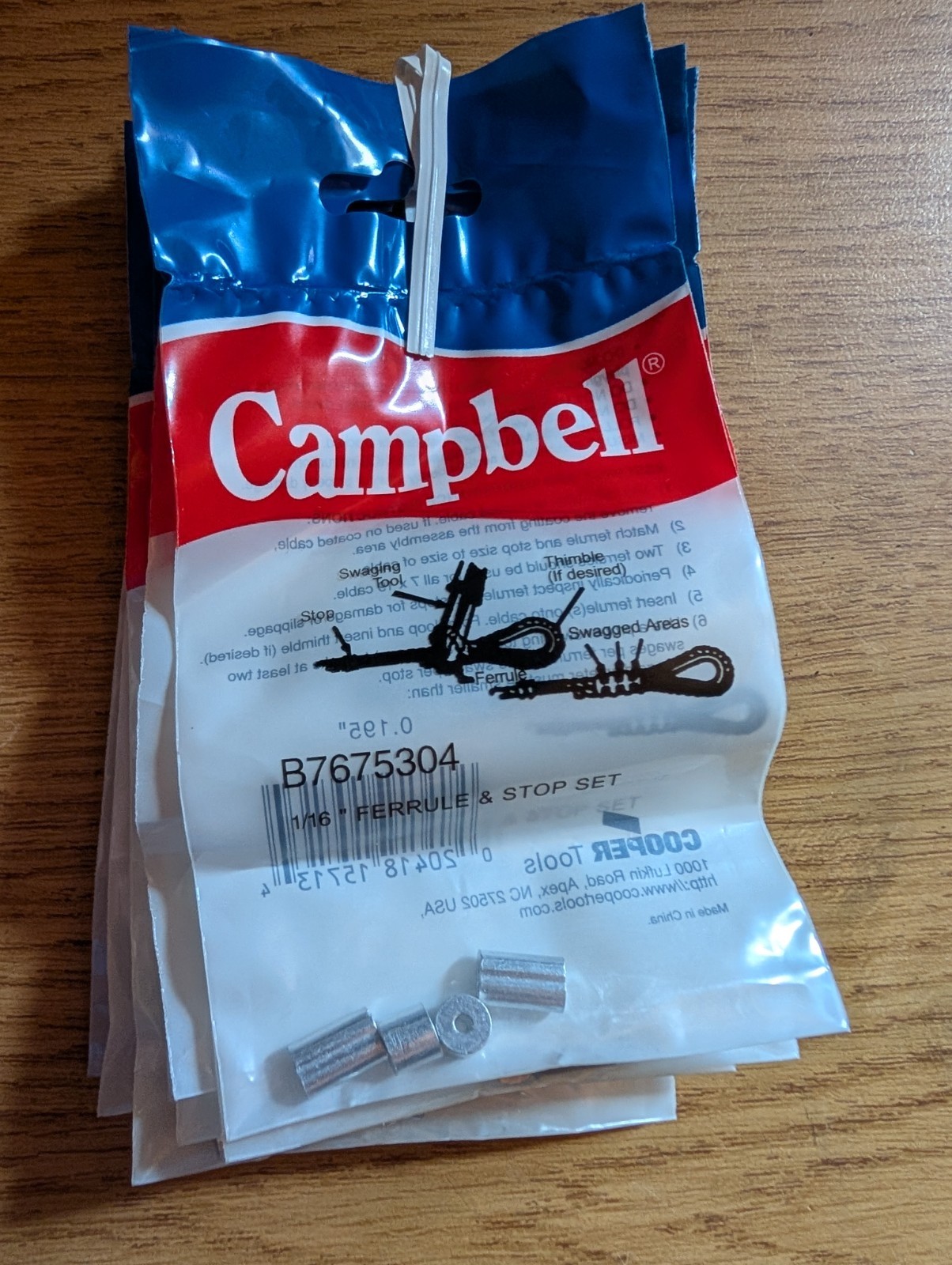 Campbell 1/16″ CABLE FERRULE AND STOP SET B7675304 LOT OF 9 (NEW)