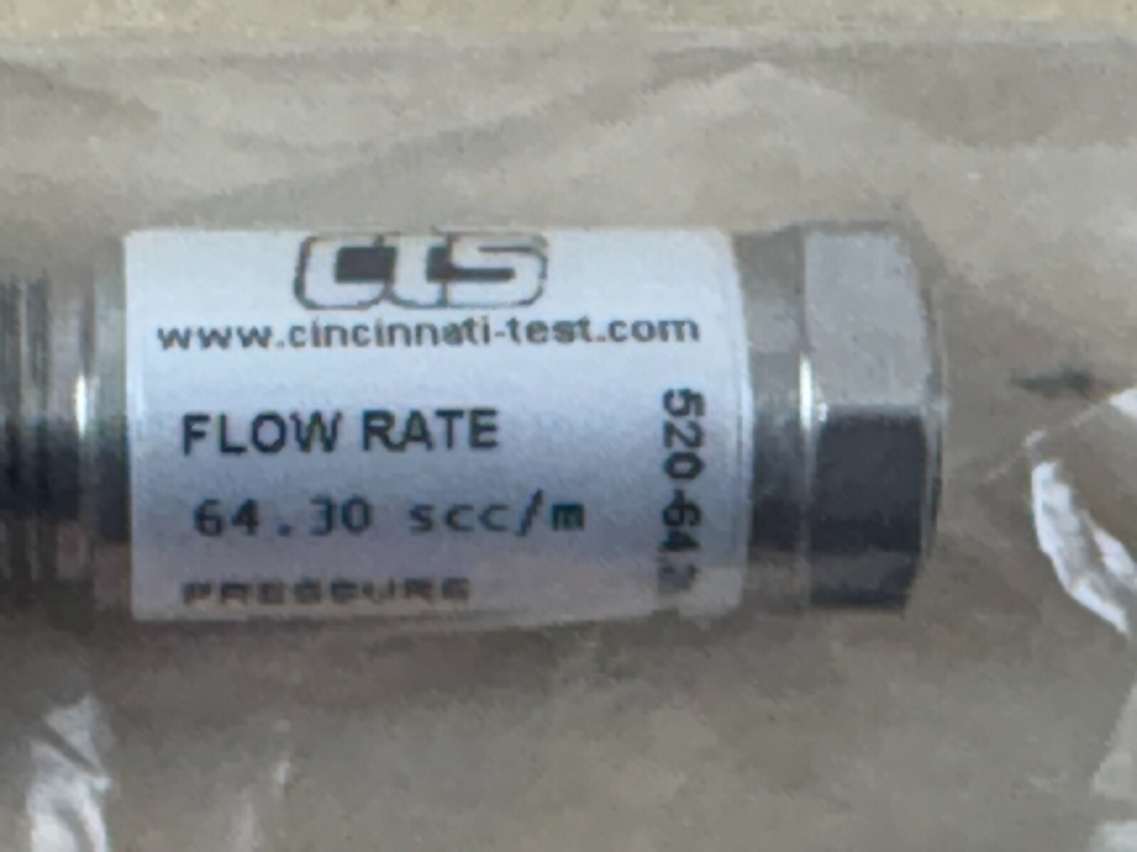 Cincinnati CTS Fixed Leak Orifice Standard, 64.30 scc/m @ 24.0 kPa, 520-64.39