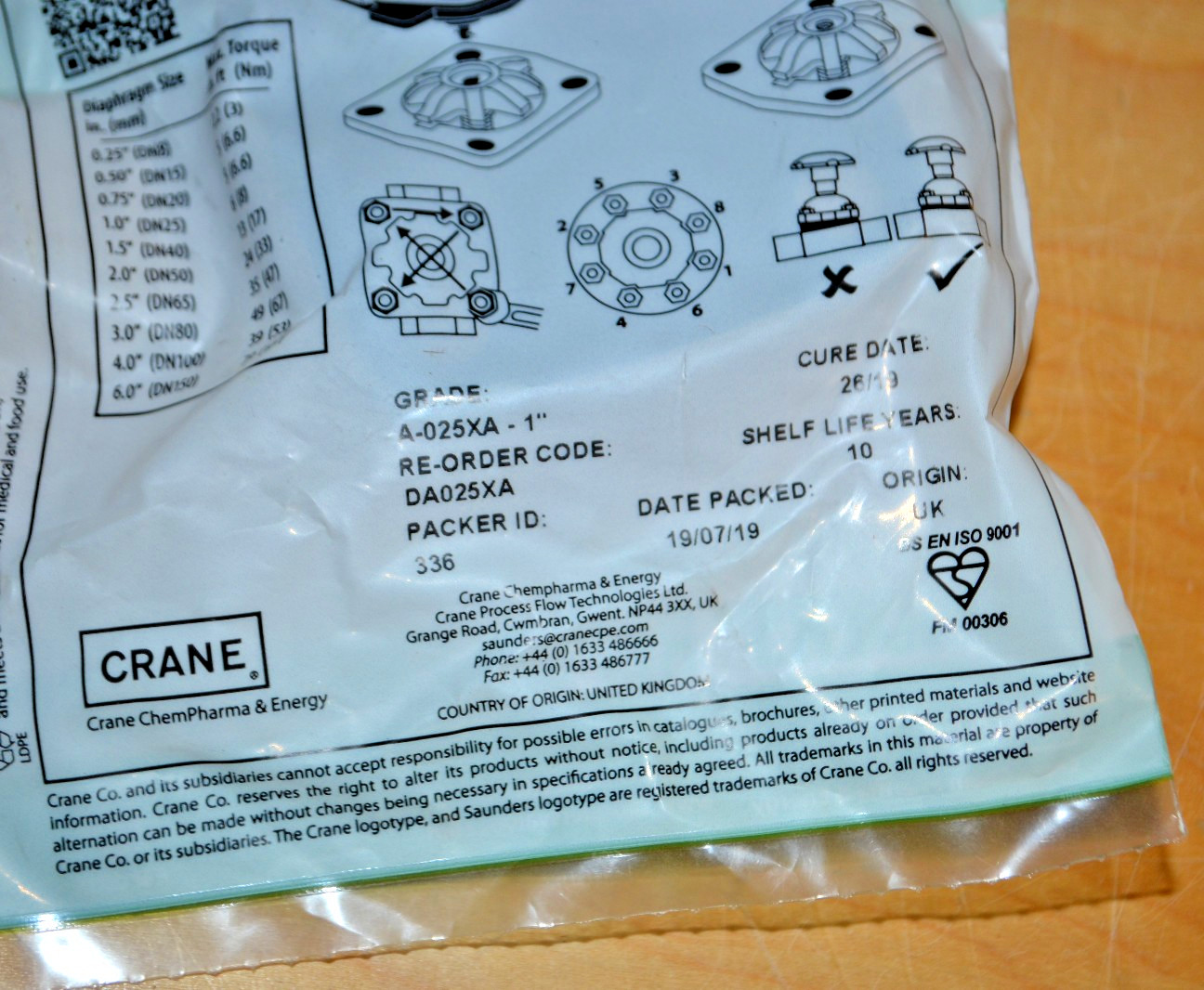 SAUNDERS REPLACEMENT DIAPHRAGM ~ A-025XA-1 ~ NSMP 1″ ~ (DA025XA) ~ NEW