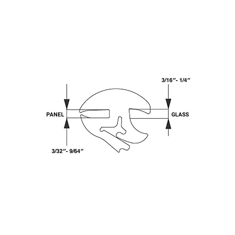 Universal Self-Sealing Weatherstrip For 3/16″ – 1/4″ Glass To 3/32″ – 9/64″