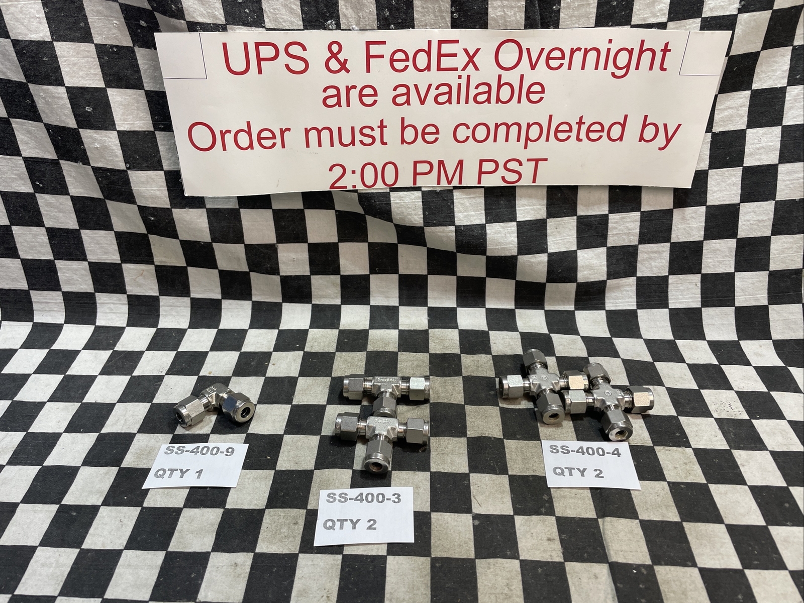 5x SWAGELOK SS-400-4 SS-400-3 SS-400-9, TEE CROSS ELBOW UNION 1/4″, #1374V15