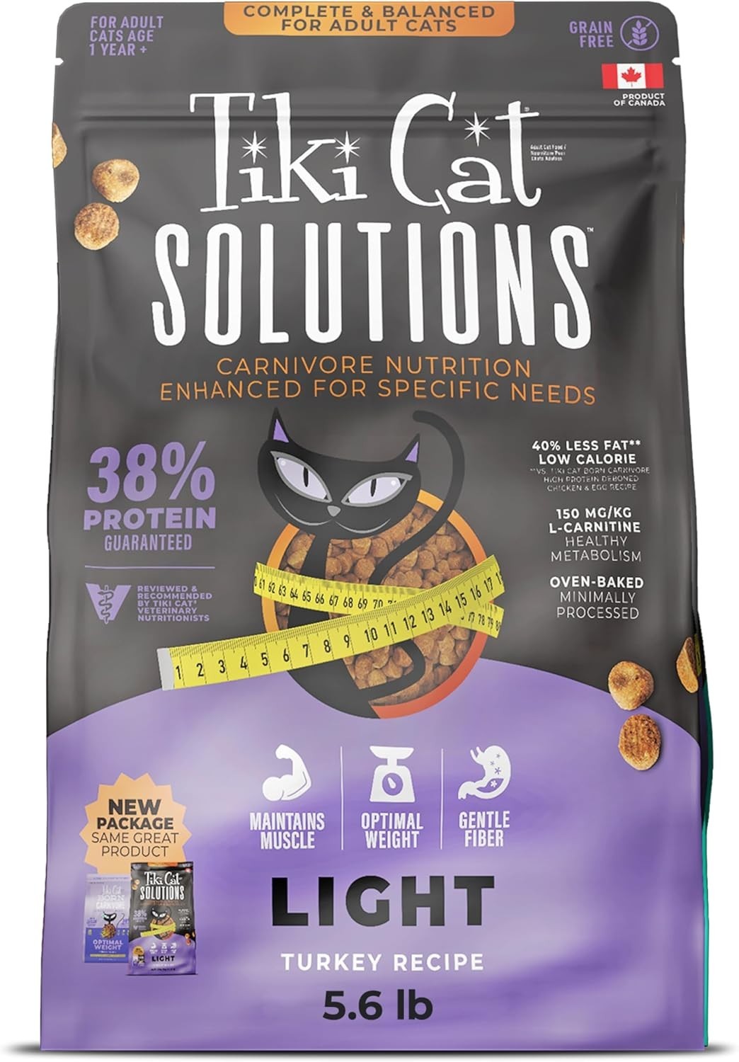 Tiki Cat® Solutions# Adult Cat Food – Light, Turkey Recipe – 5.6 lbs Bag