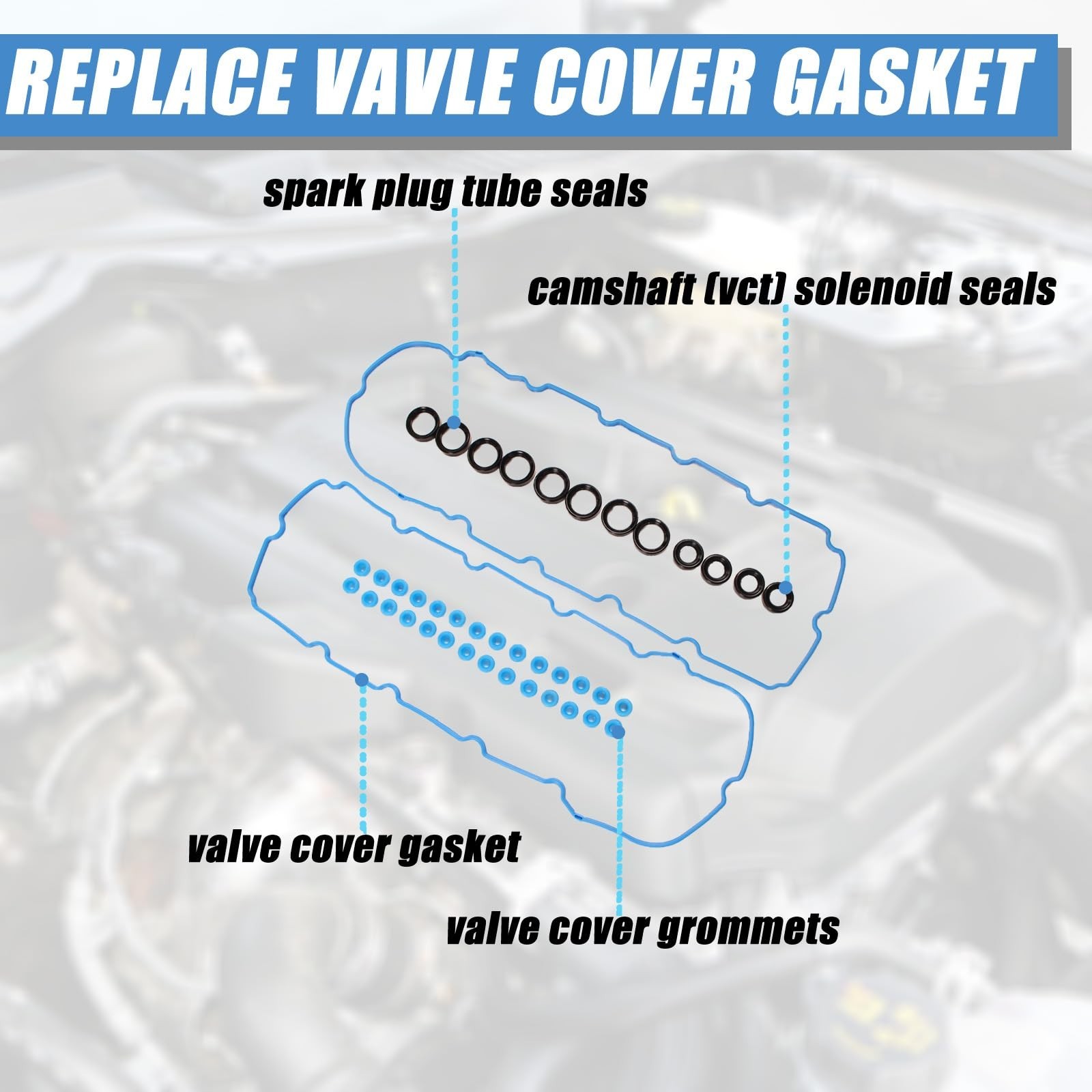 VS50811R Valve Cover Gasket for Ford F150 5.0L 2011-2014, Mustang 5.0L 2011-2…