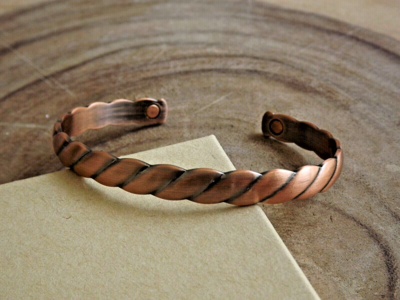 2 Pack Oxidized Pure Copper Magnetic Bracelet Arthritis Energy Cuff – Twist