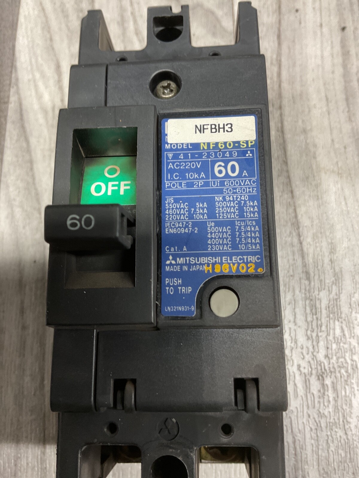 MITSUBISHI NF60-SP NO-FUSE CIRCUIT BREAKER 60A 2P 600V #4004PT184