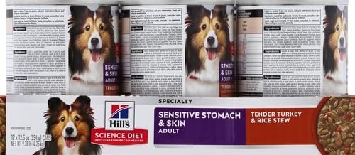 Hill’s Science Diet Sensitive Stomach Turkey & Rice Wet Dog Food 12.5oz, 12ct
