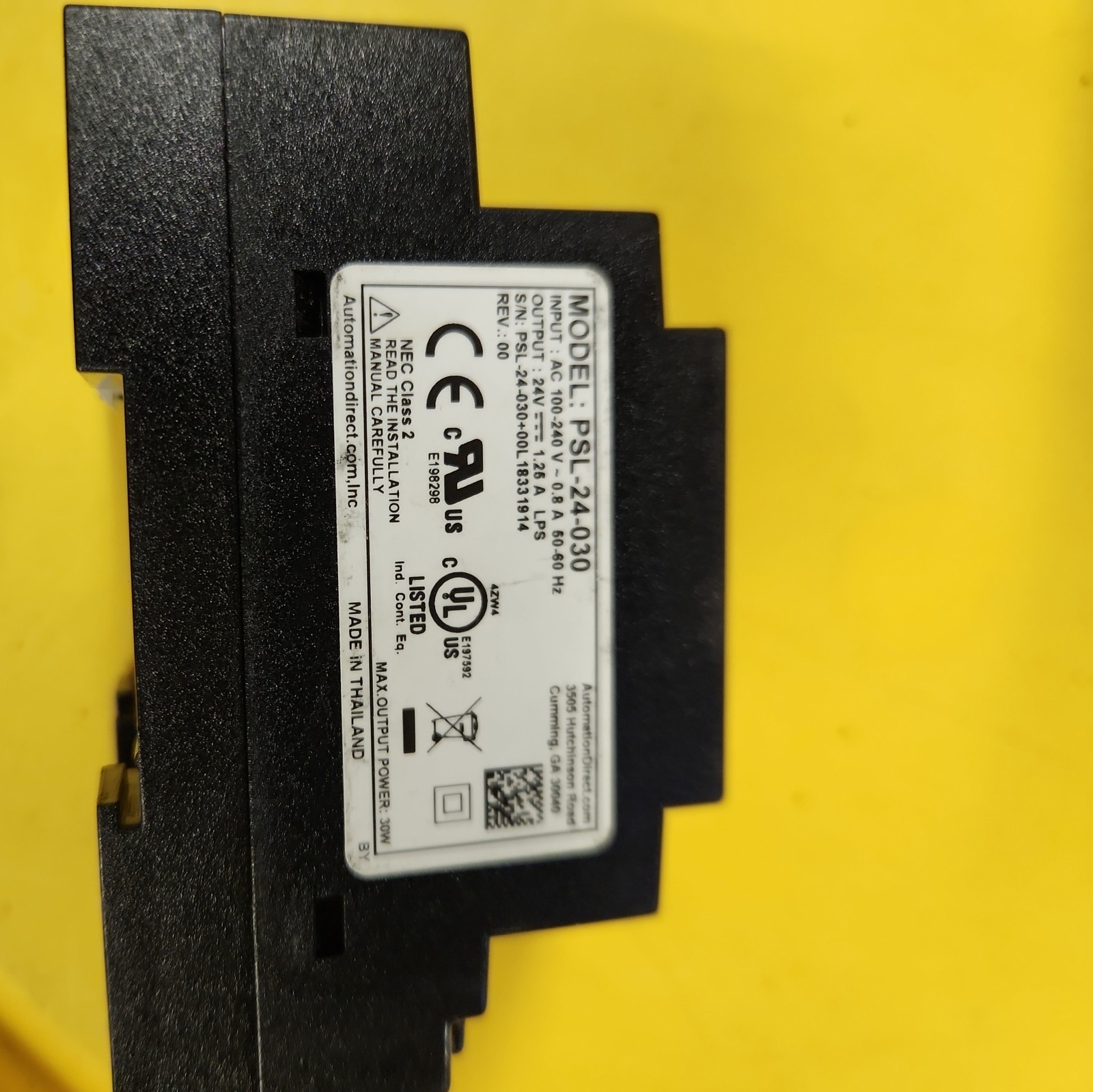 RHINO PSL-24-030 Industrial Power Supply 24VDC 1.25A 30W AC100-240VAC *Tested*