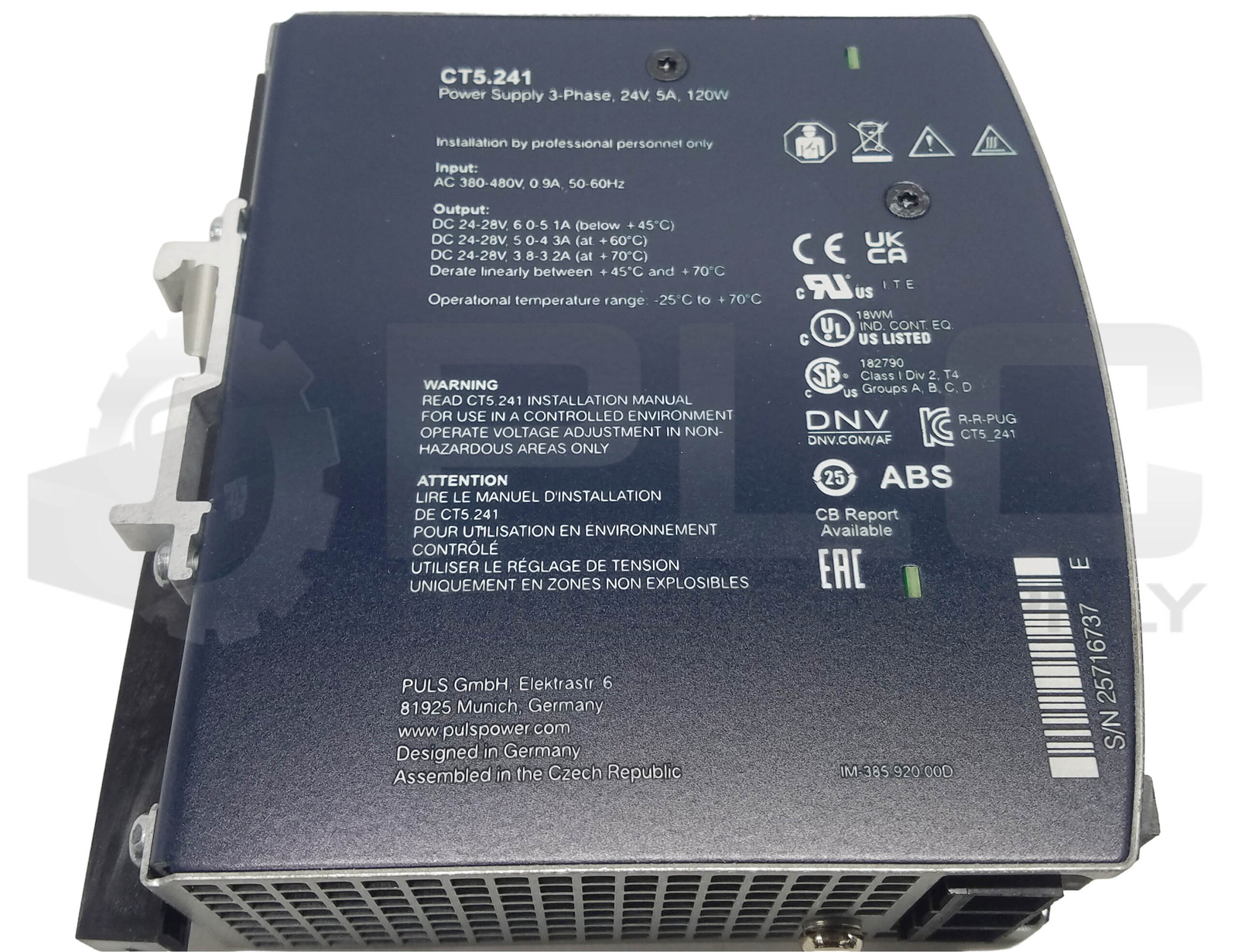 NEW PULS CT5.241 POWER SUPPLY 25VDC 5A 2PH 120W