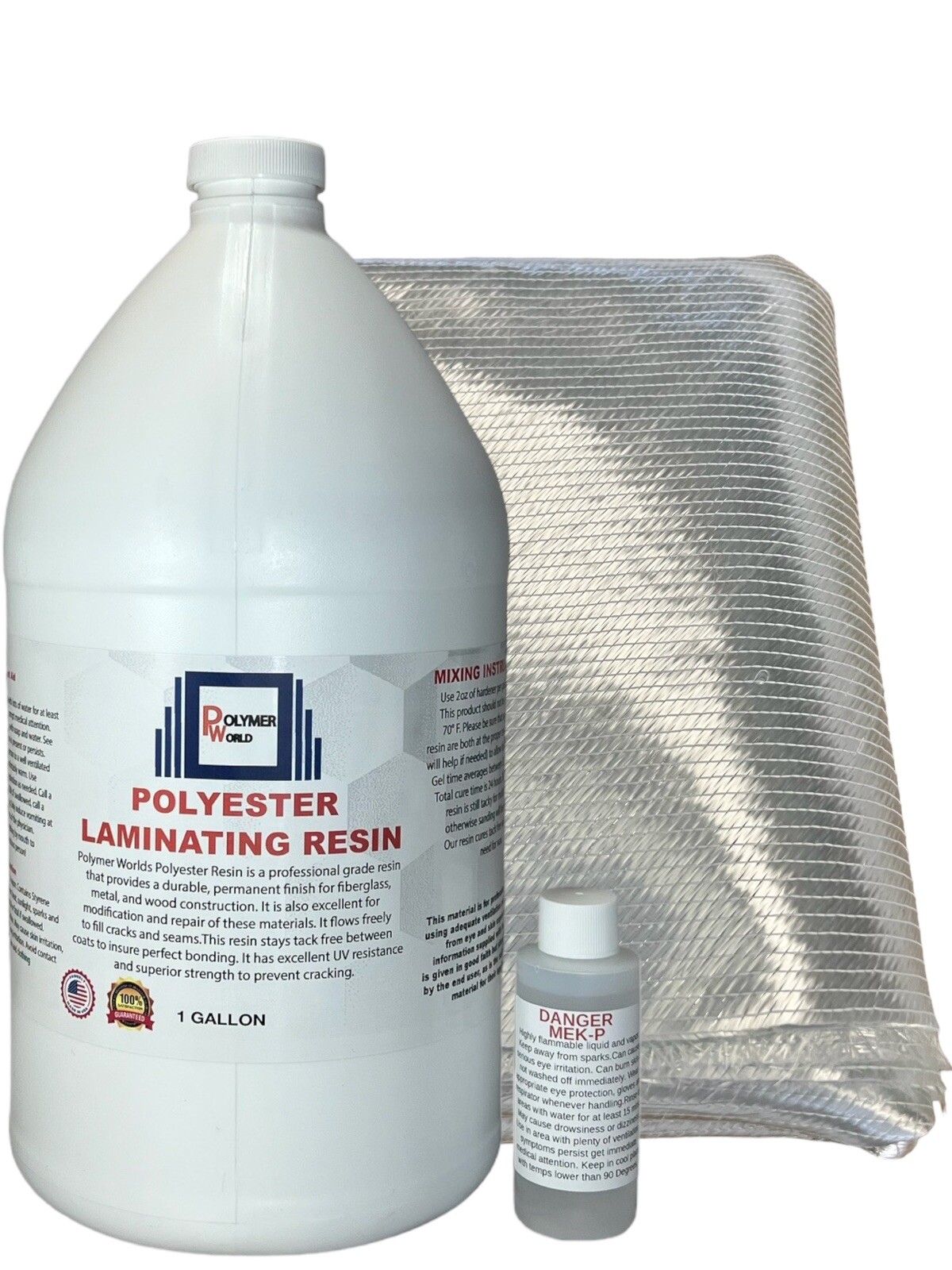 Fiberglass Repair Kit 1 Gal of Polyester Resin 1708x38x10 Yard Biaxial Cloth