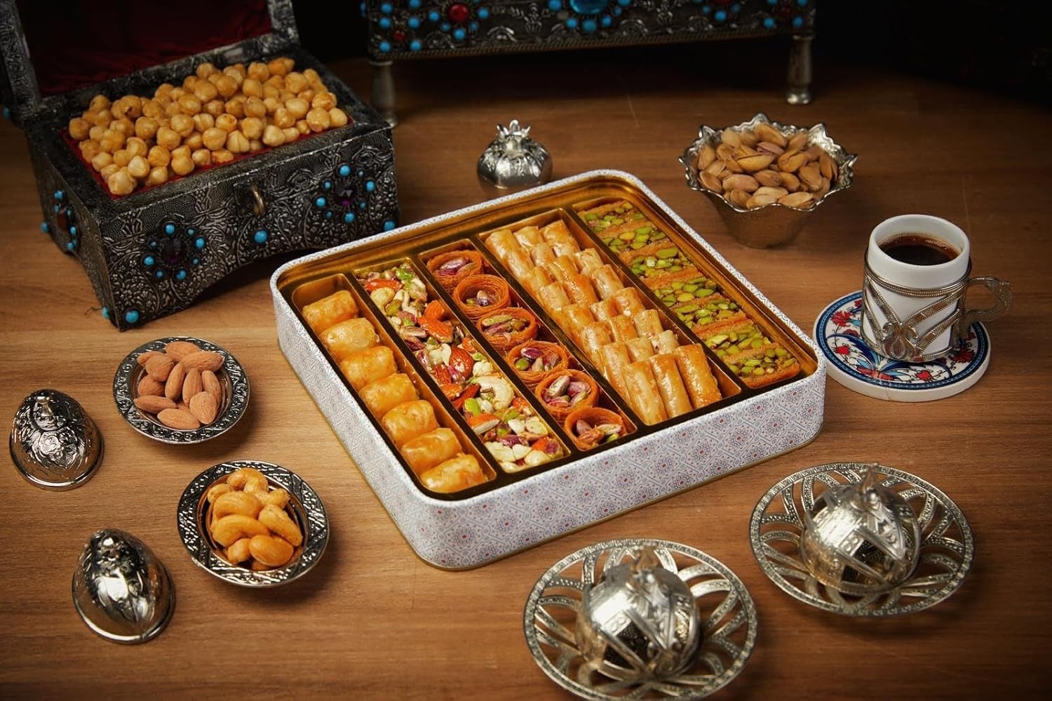 1.1 Lb Assorted Premium Baklava Pastry Gift Box Halal Snacks, Turkish Dessert