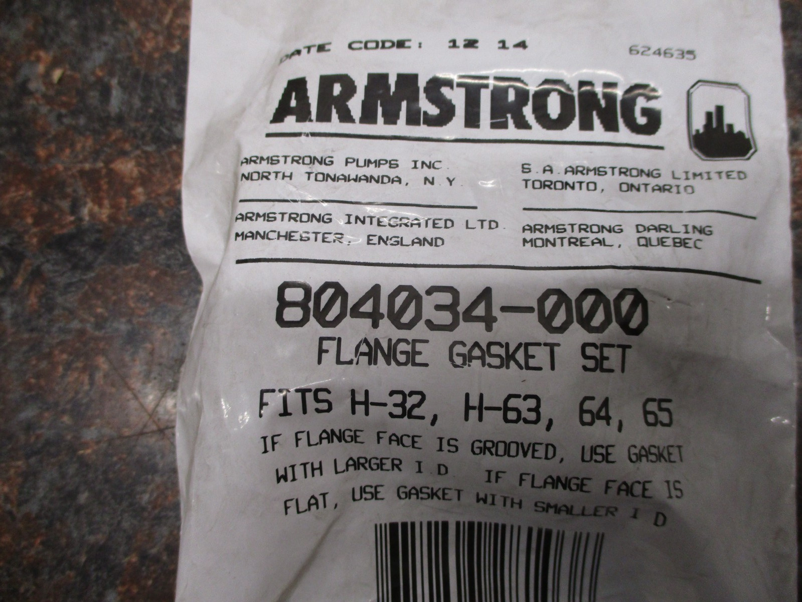 NEW SEALED Armstrong Fluid Technology 804034-000 Flange Gasket Set FREE SHIPPING