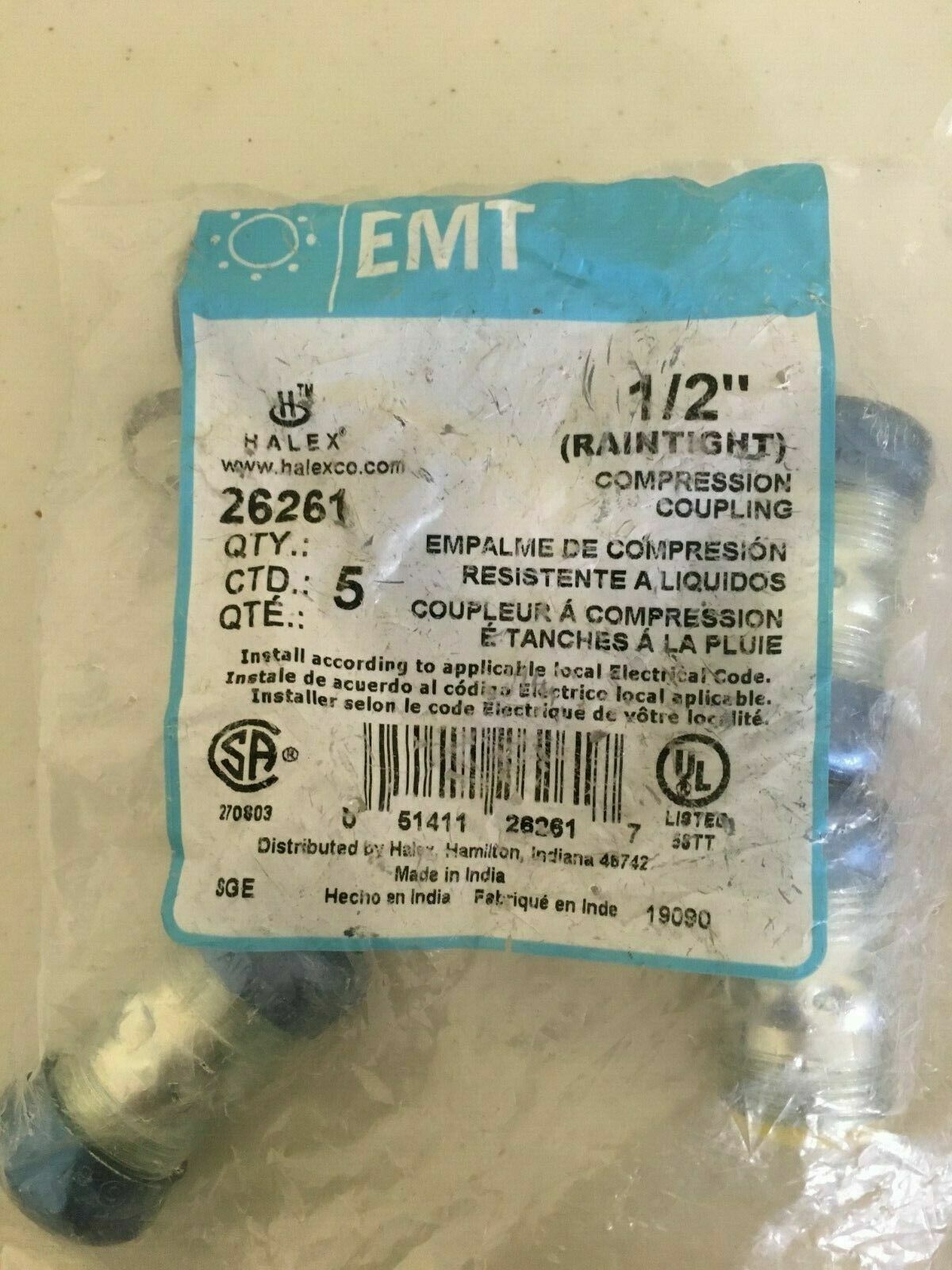 LOT OF 5 HALEX 1/2″ RAINTIGHT COMPRESSION COUPLINGS 26261