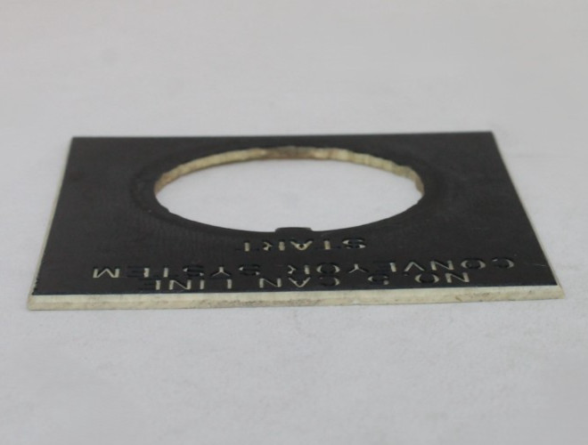 Square “No 5 Can Line Conveyor System – Start” Legend Plate