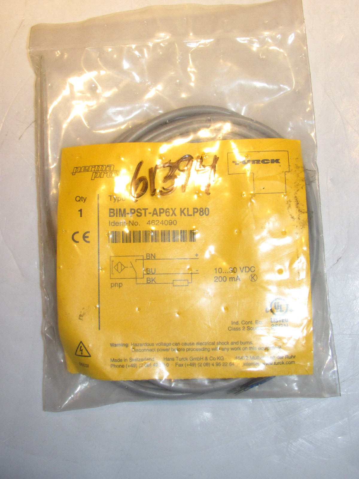 TURCK BIM-PST-AP6X KLP80 MAGNETIC FIELD SENSOR BIMPSTAP6XKLP80 4624090 – 4 AVAIL