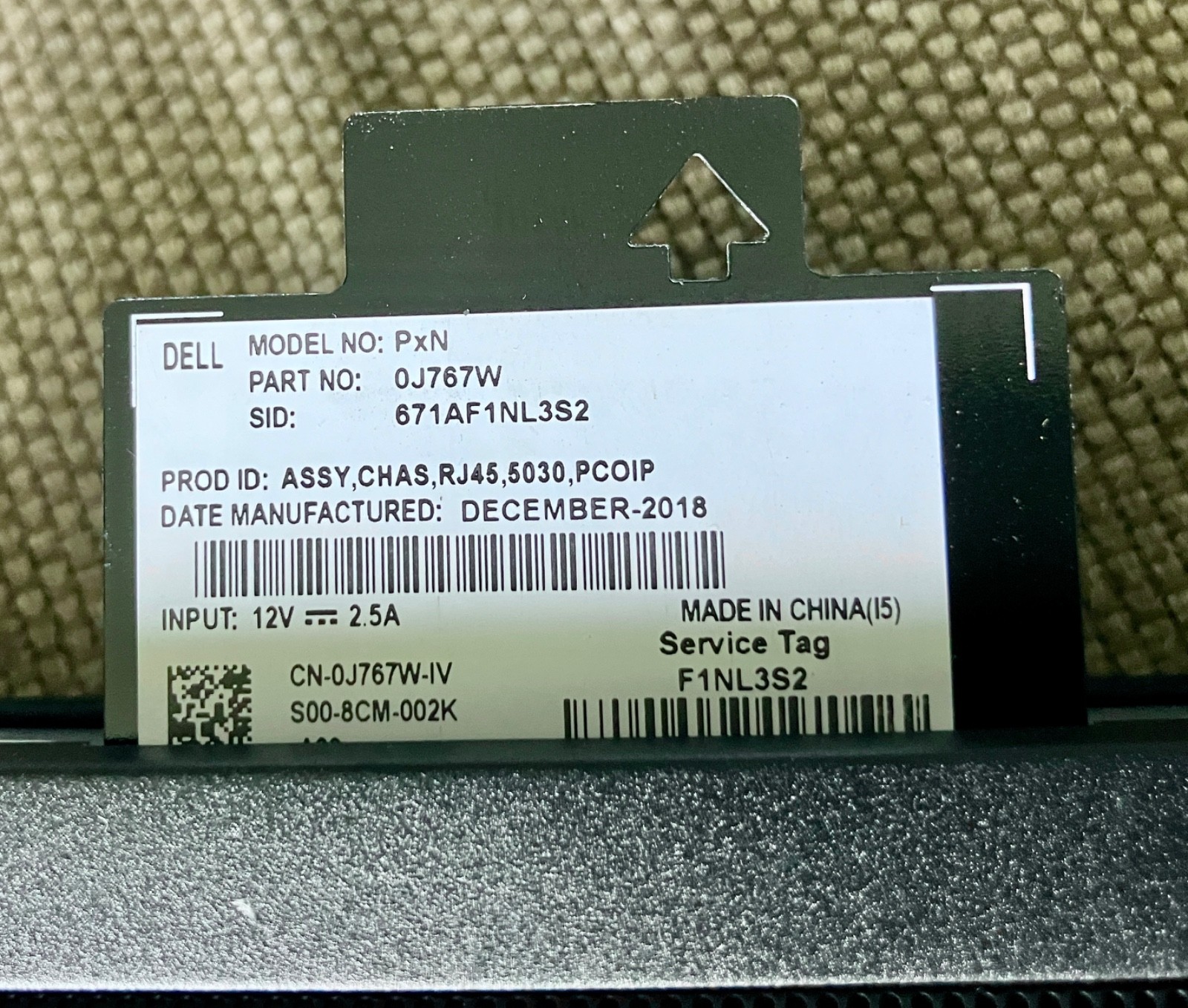 LOT OF 6 – DELL PXN DESKTOP THIN CLIENT 12V 2.5A 0J767W