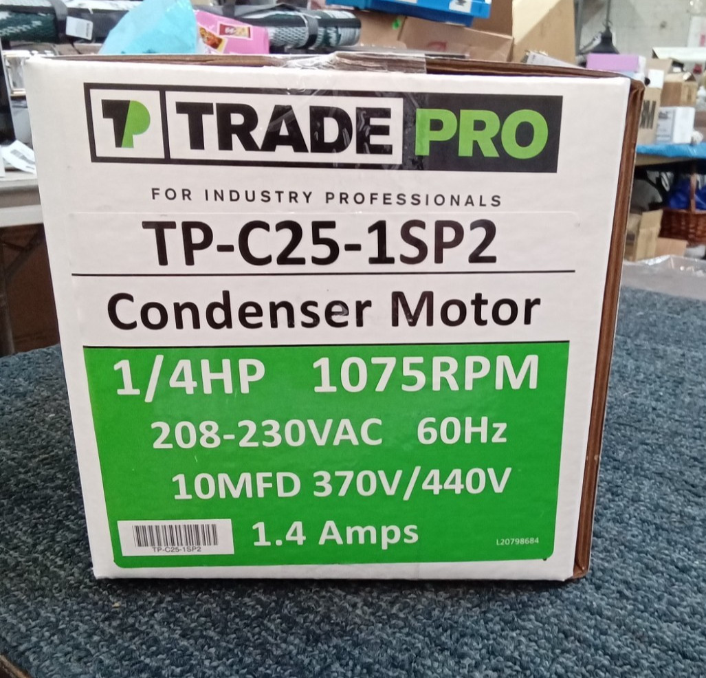 Trade Pro Universal Condenser Motor 1/4 HP 1075 RPM 208-230 VAC 60 Hz 1.4A New