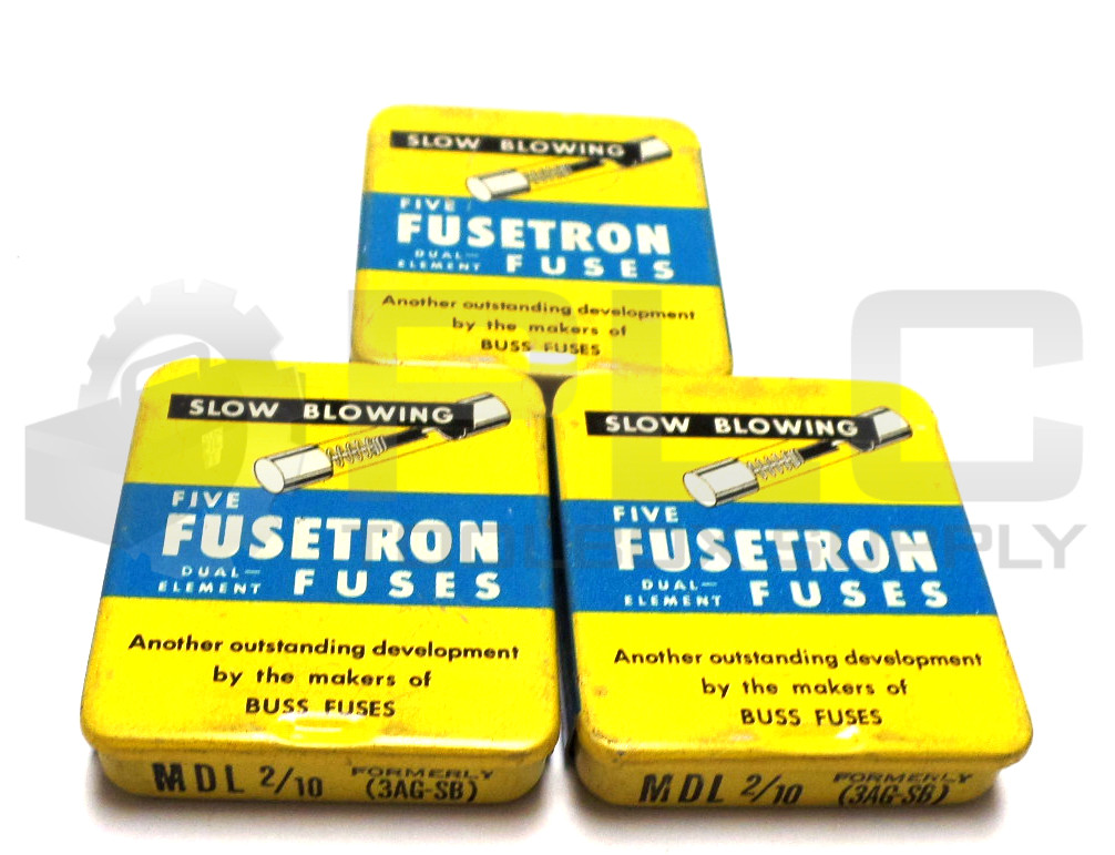 LOT OF 3 5-PACKS NEW BUSSMANN MDL 2/10 FUSETRON FUSES (15 FUSES) MDL-2/10