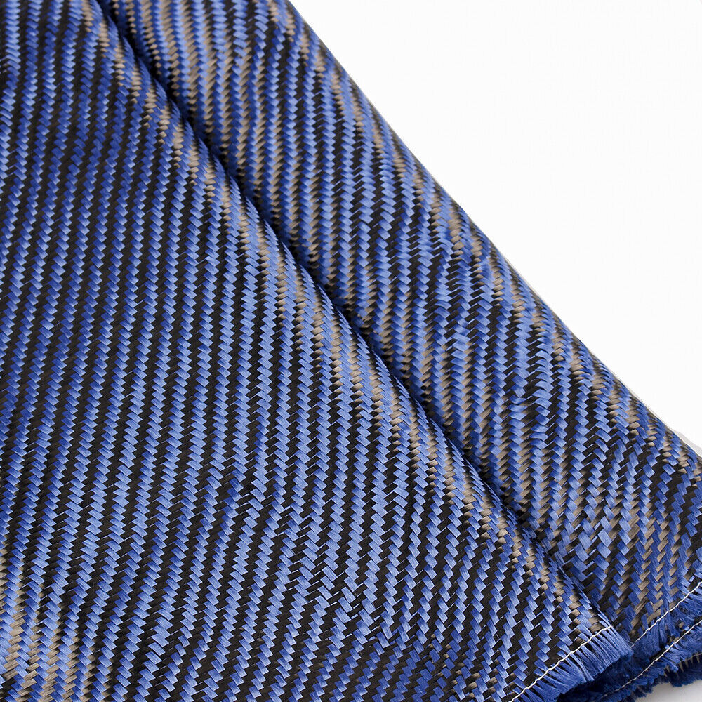 12″ x 5FT Twill Weave Carbon Fiber Fabric Cloth Black Blue(3K, 9.1oz, 59″ x 12″)