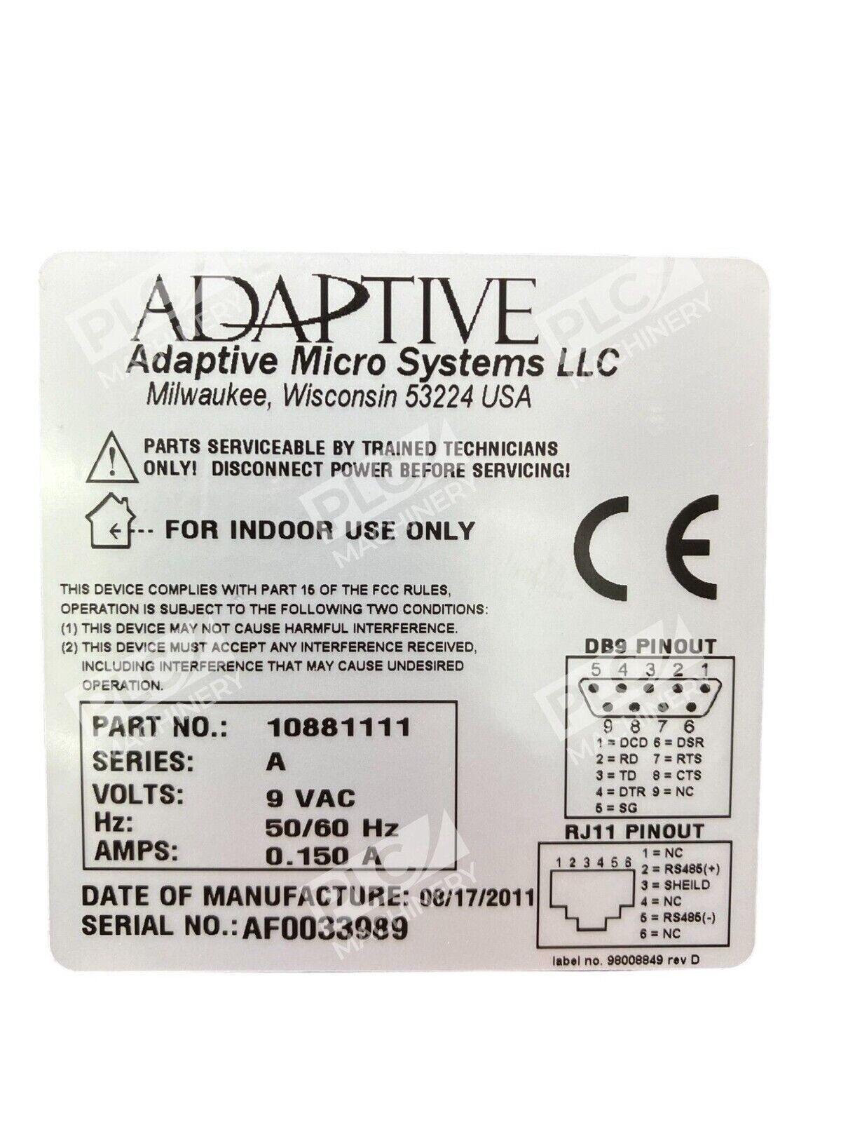 Adaptive Micro Systems 10881111 RS-232/RS-485 Converter