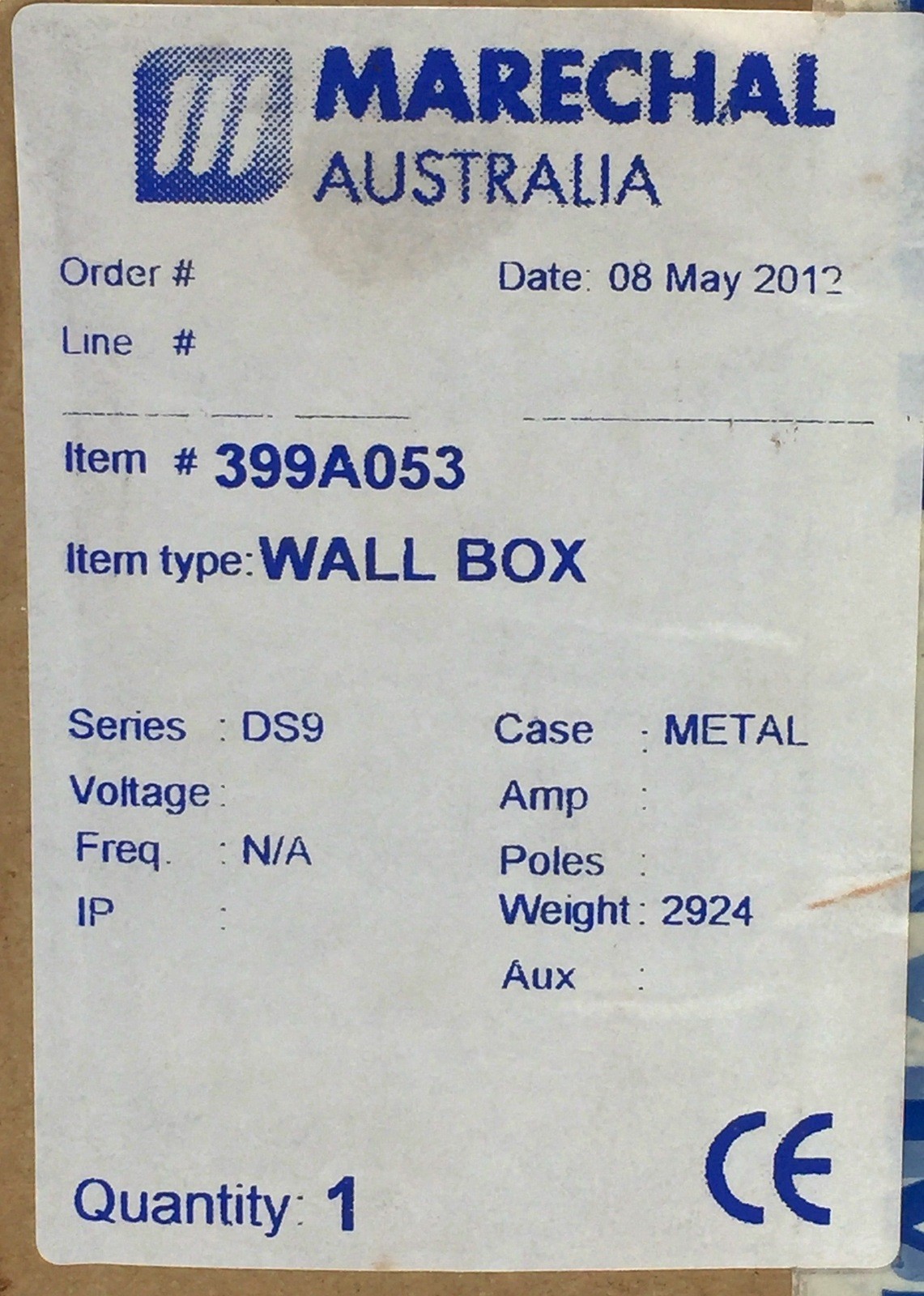 Marechal 399A053 Wall Box Metal Blue 20 Deg Series DS9 399000002390