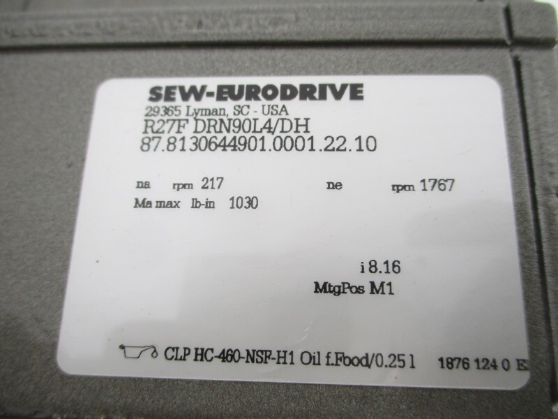 SEW-EURODRIVE R27FDRN90L4/DH 230/460V 6.00/3.00A NSNP