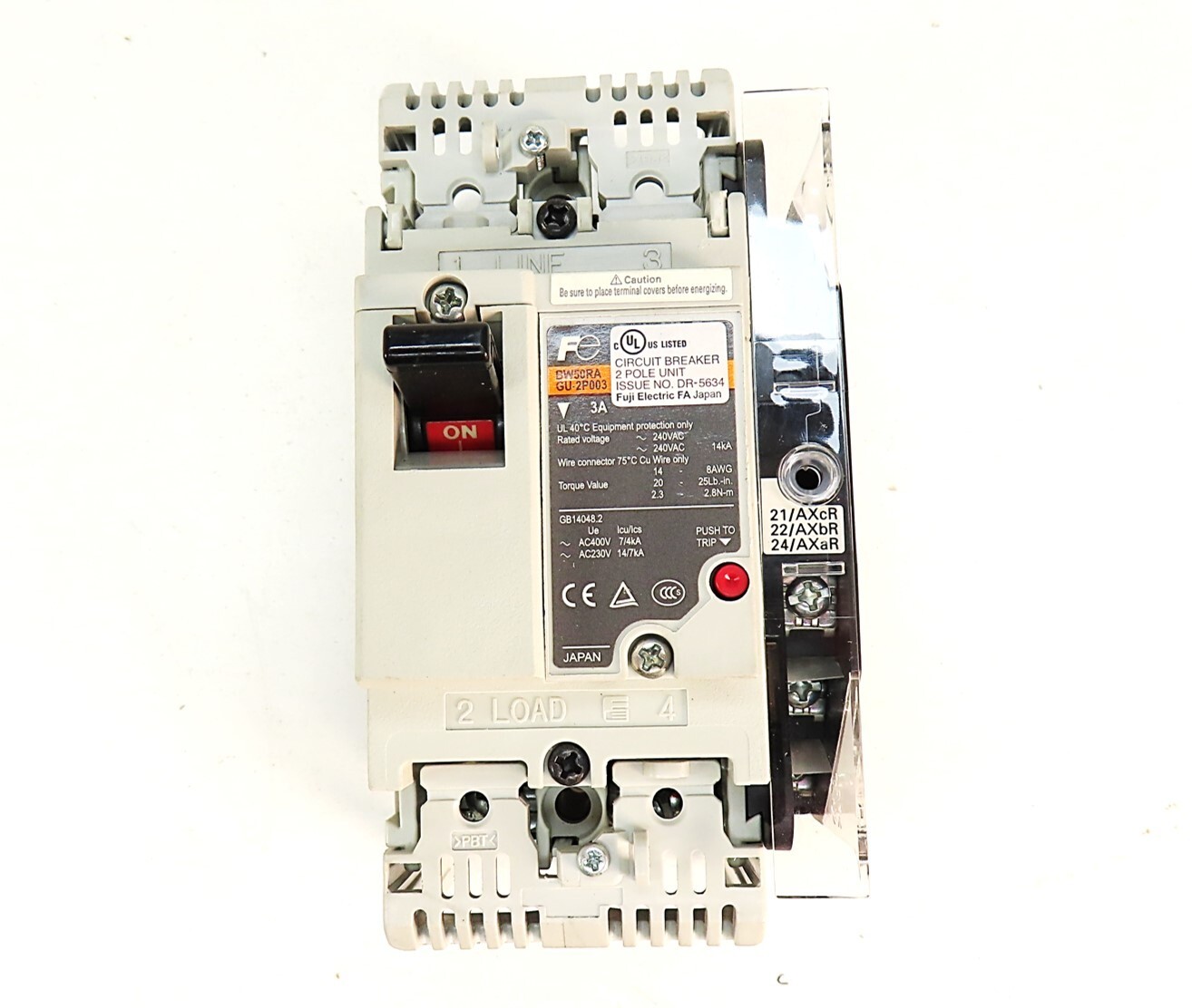 Fuji BW50RAGU-2P003 2 Pole Circuit Breaker 3A w/ BZ6WR10CAU Aux Sw NEW NO BOX