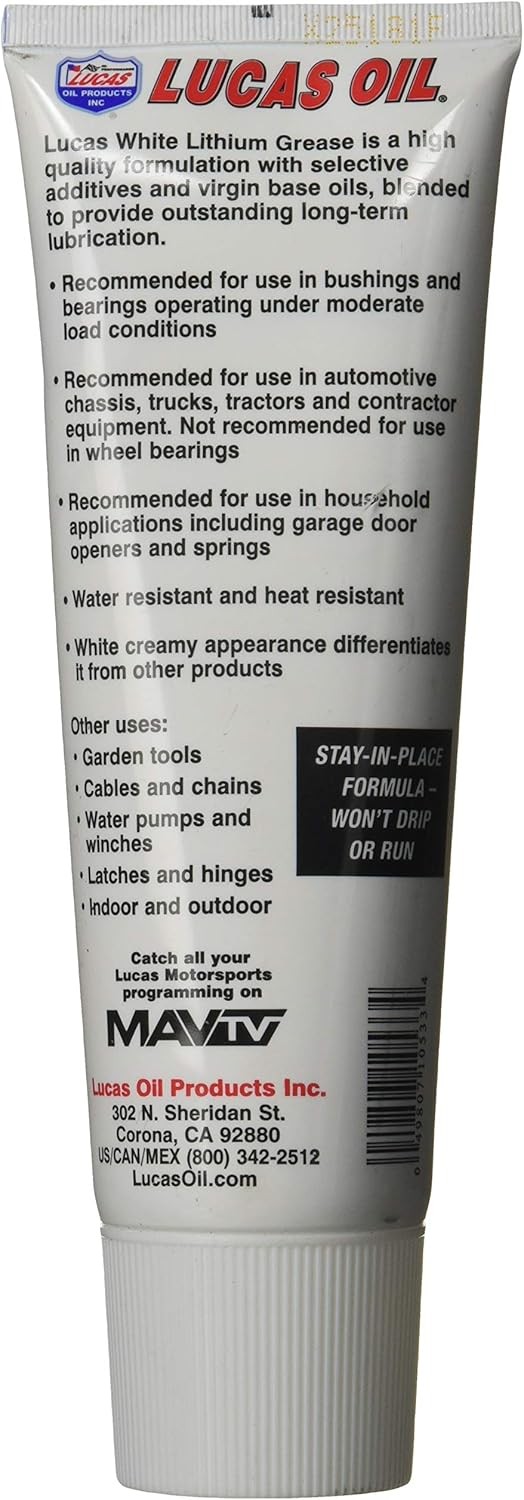Lucas Oil 10533 White Lithium Grease – 8 oz. Squeeze Tube