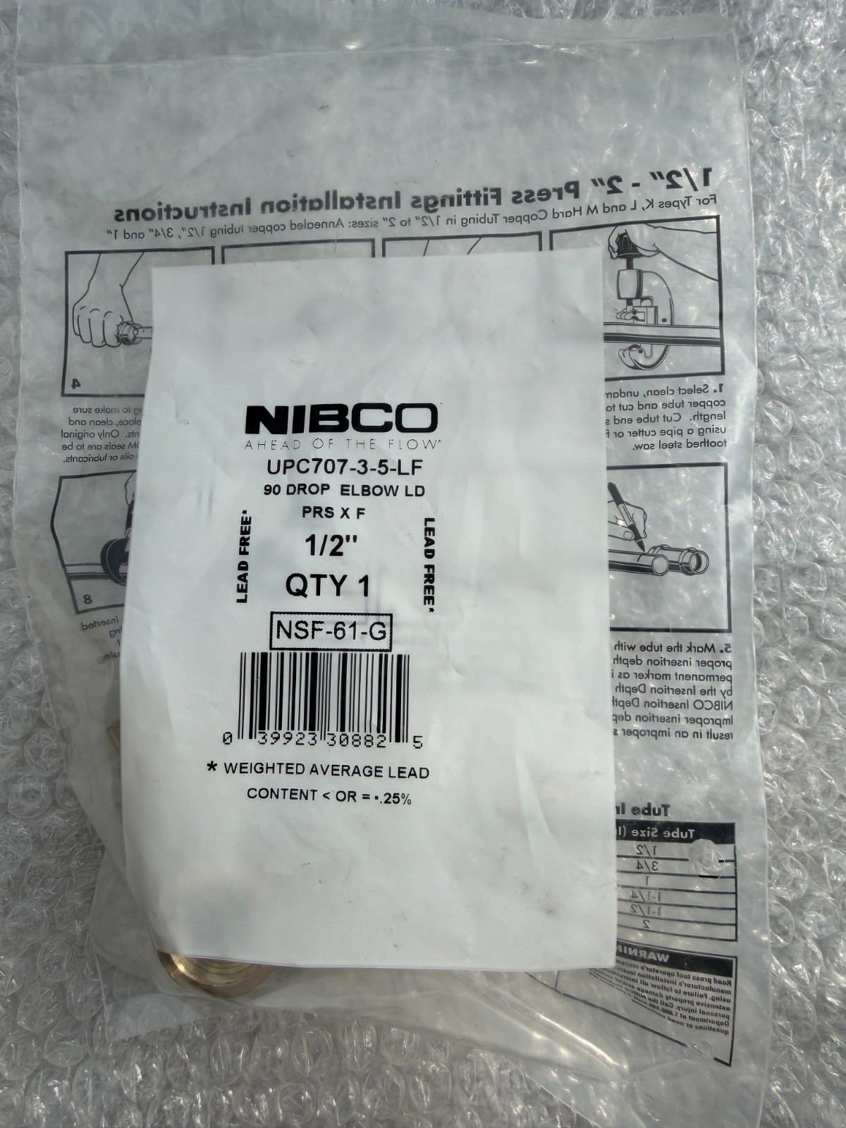 NIBCO 1/2 in. Brass 90-Degree Press x FPT Pressure Female Threaded Drop Elbow