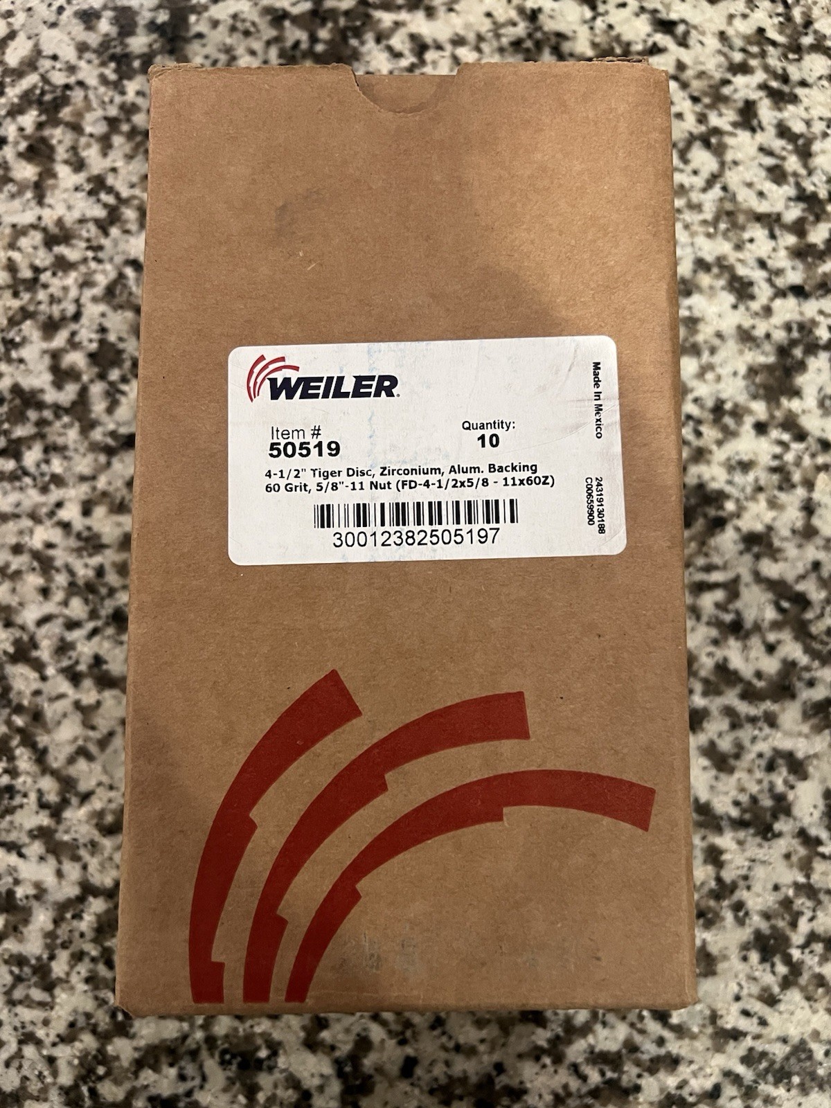 Weiler 50519 Tiger Type 29 Flap Disc Zirconia 60 Grit 4-1/2″ 5/8-11 Box Of 10