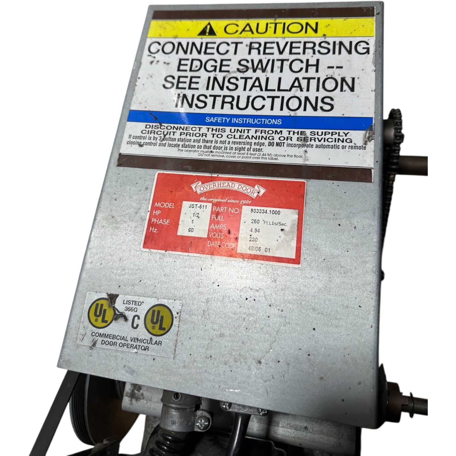 Overhead Door Model JST-511, 933334.1000 W/ A.O. Smith C56A04A19 AC Motor🔥