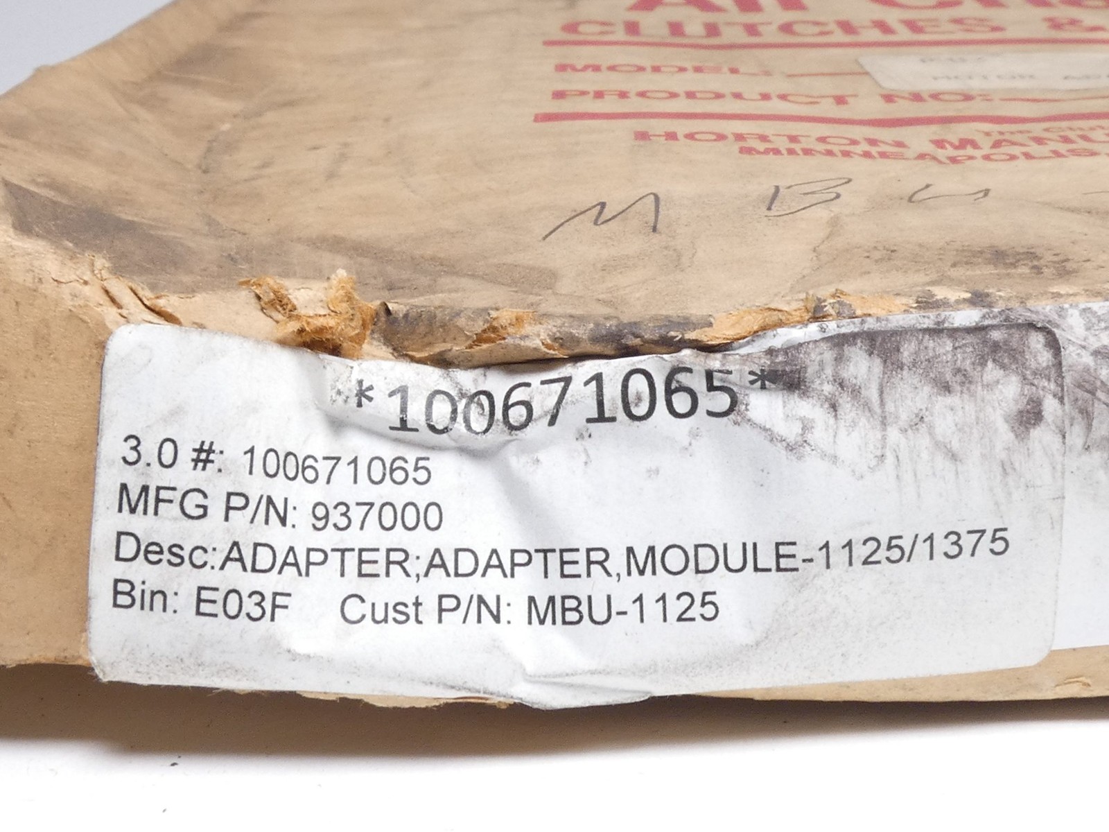 Horton 937000 Module 1125/1375 Motor Adapter C-FLANGE Air Champ – NEW Surplus!