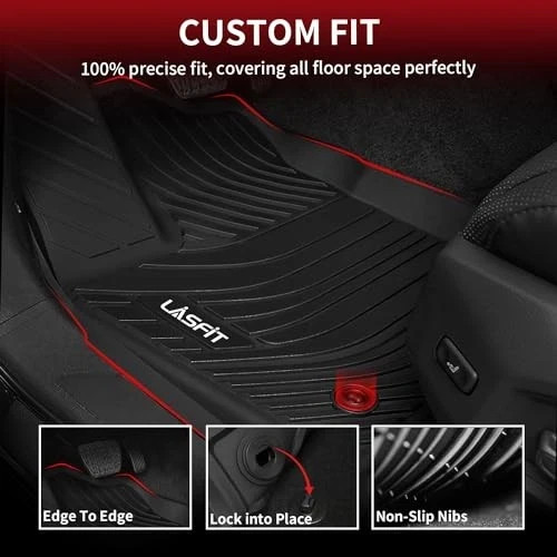 LASFIT Floor Mats for Toyota Tundra 2022-2025 2026 CrewMax Cab, All Weather.