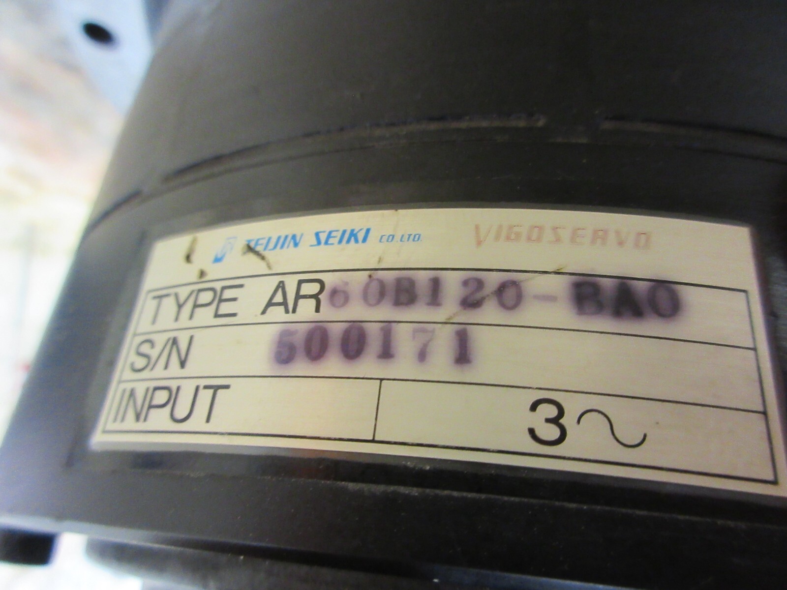 *SPECIAL PRICE* TEIJIN SEIKI VIGOSERVO MOTOR AR60B120-BA0 MITSUBISHI H-500 CNC