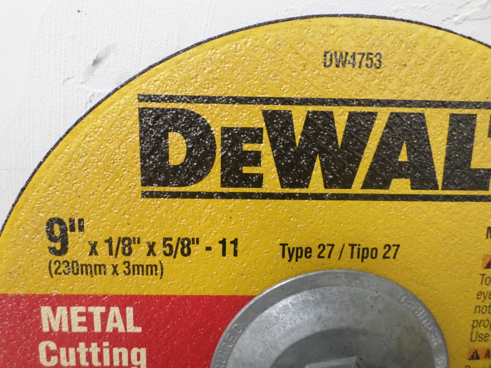 2 – DeWalt DW4753 Type 27 Metal Cutting Grinding Wheels A24R-BF 9 x 1/8 x 5/8-11