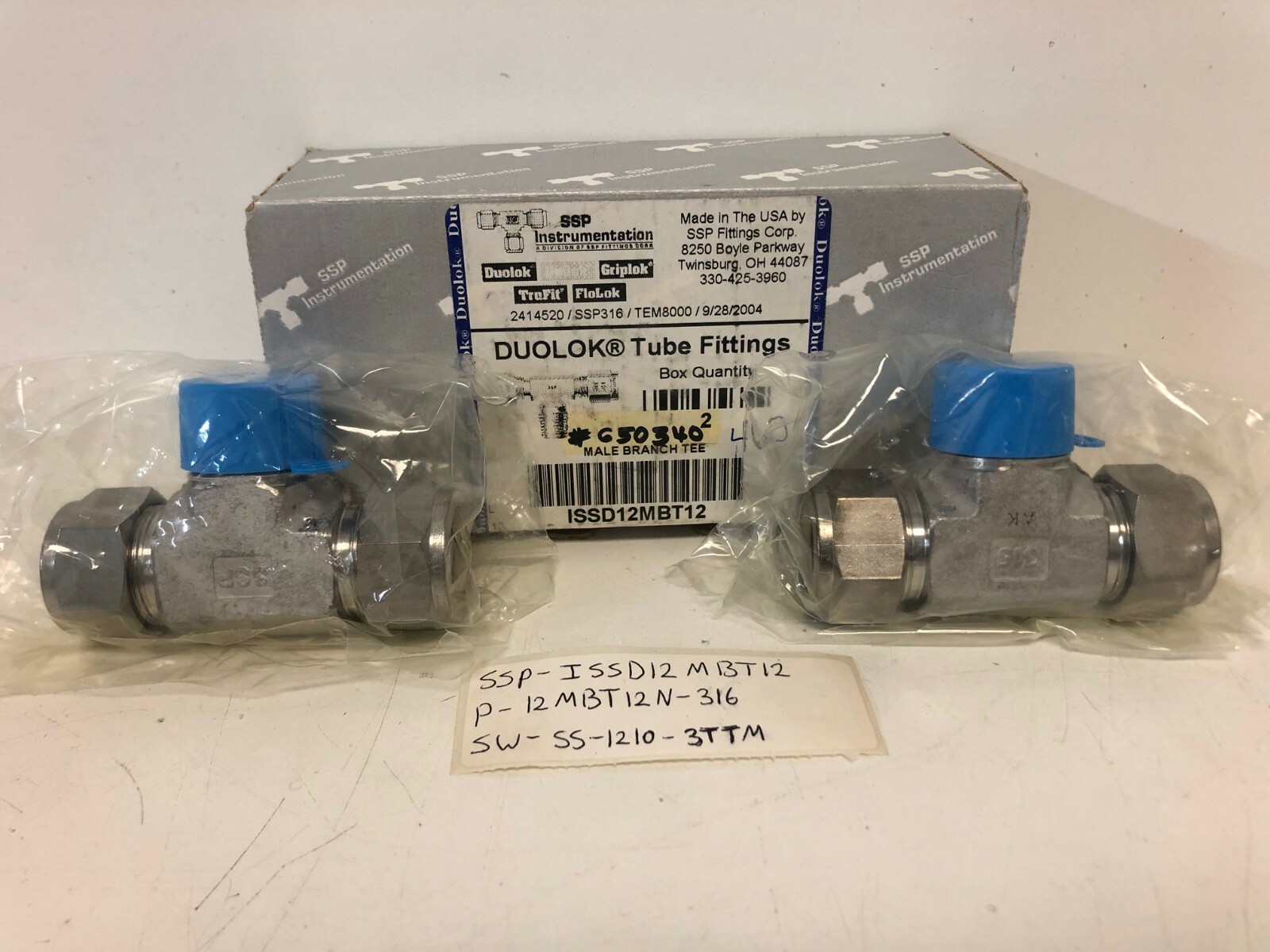 BOX OF 2 NEW! SSP INSTRUMENTATION 3/4″ TUBE X 3/4 MNPT MALE RUN TEES ISSD12MBT12