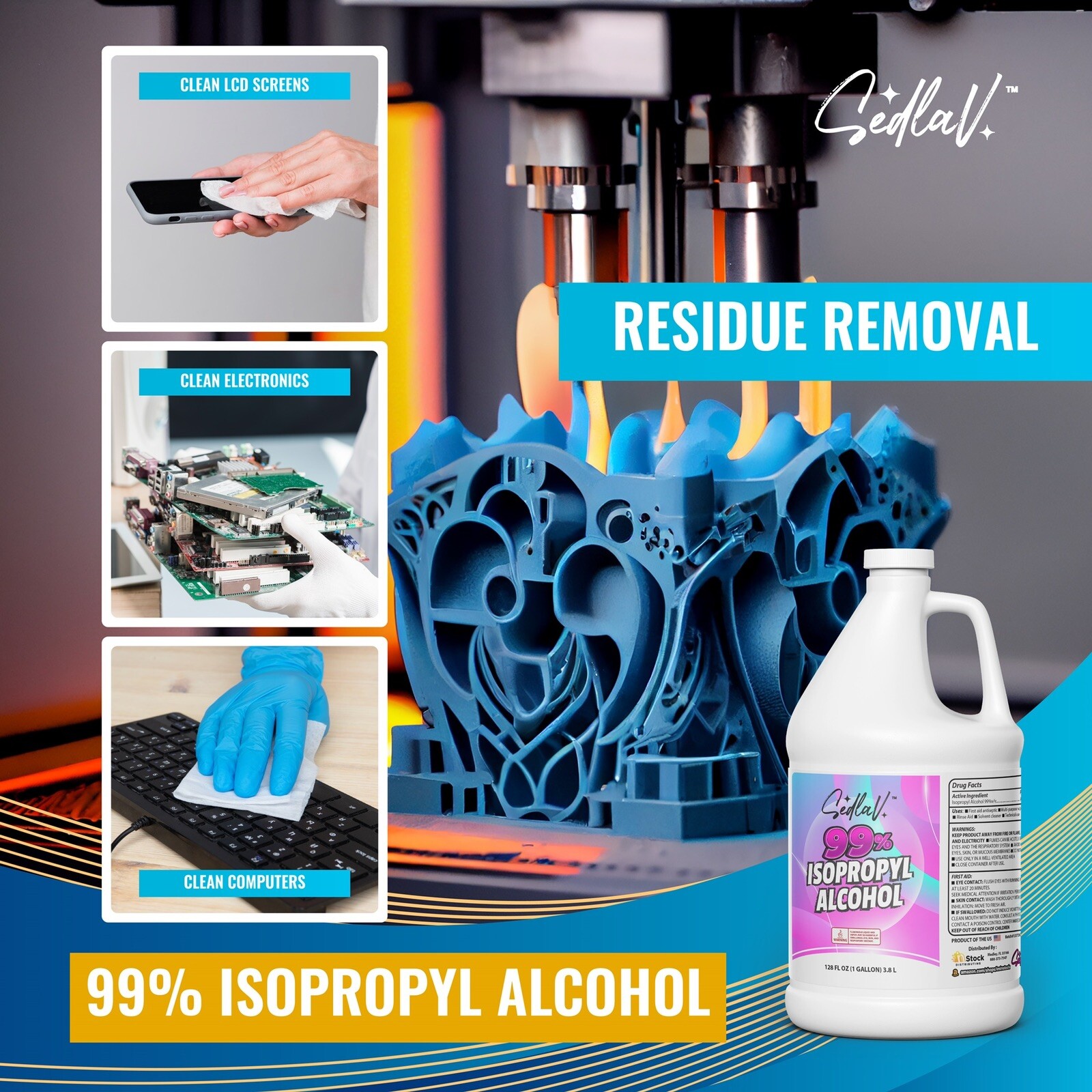 ISOPROPYL ALCOHOL 99% 2 GALLONS 100% PURE