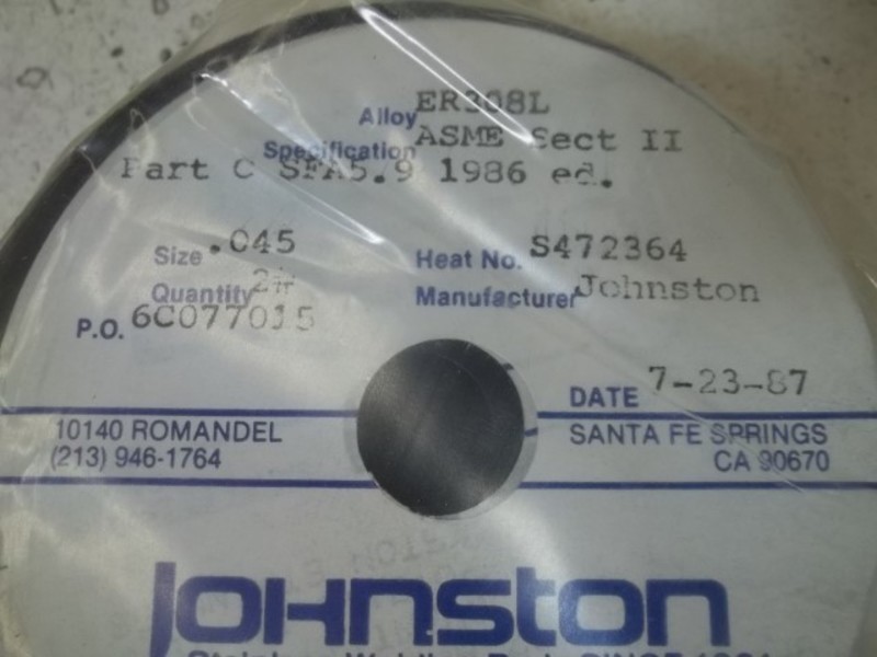 JOHNSTON ER308L STAINLESS STEEL WELDING NSMP