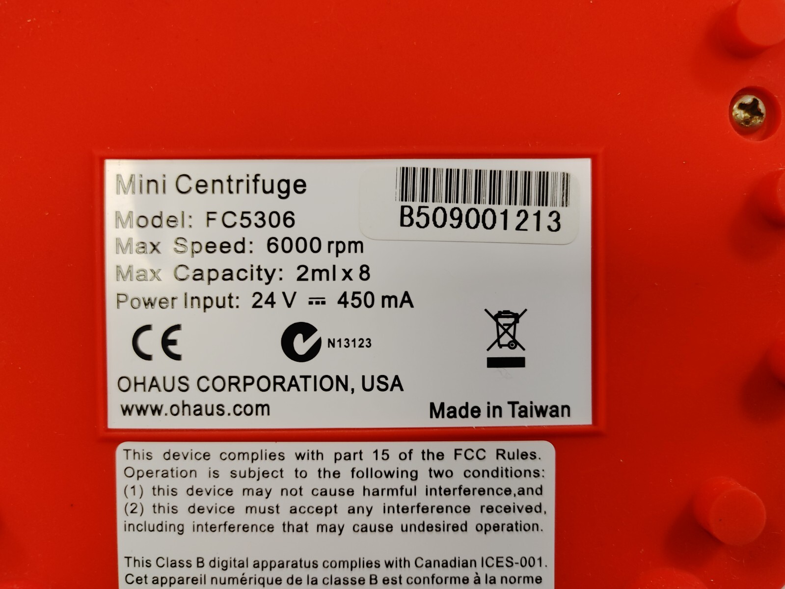 OHAUS FC5306 Frontier 5306 Mini Centrifuge