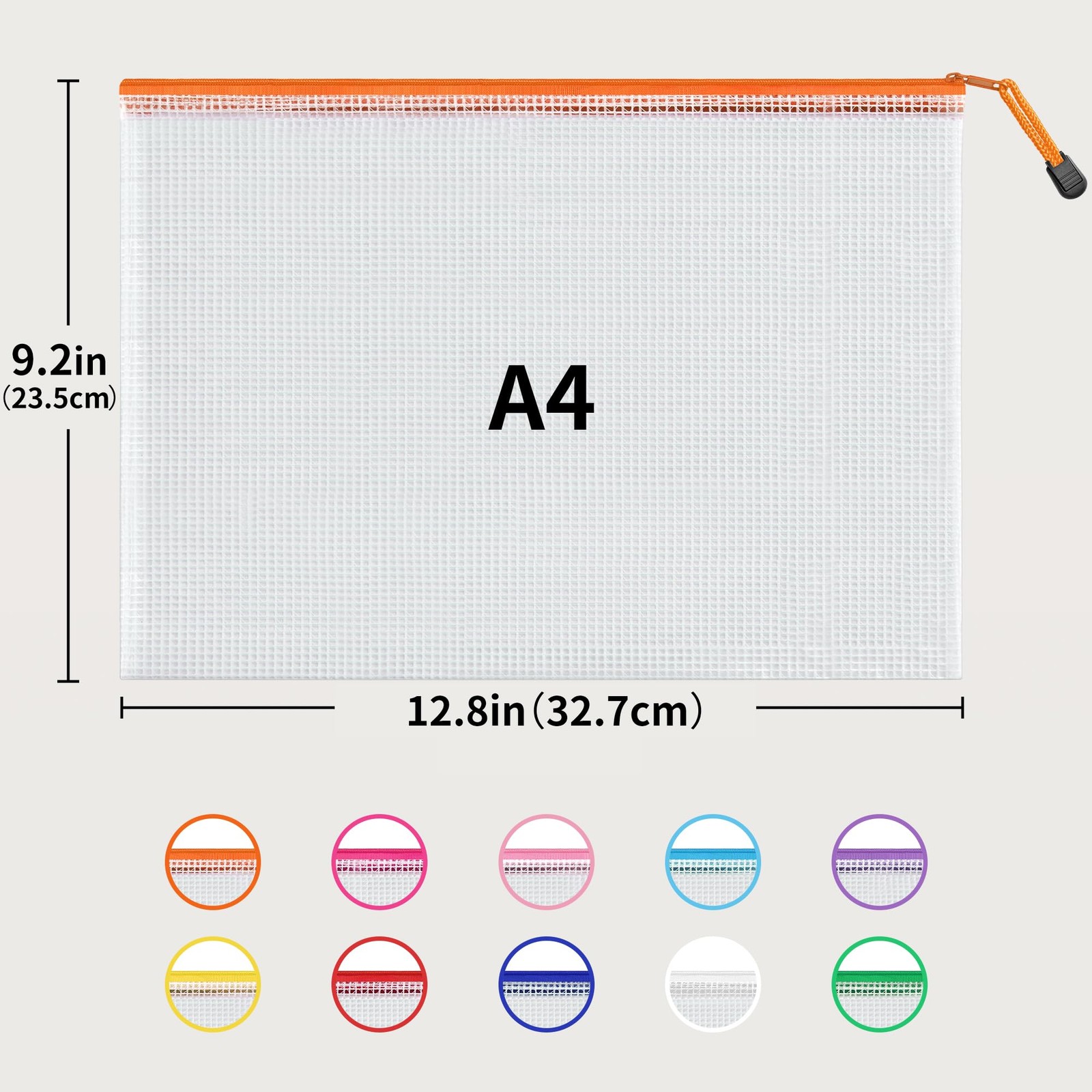 JARLINK A4 Letter Size 30 Pack 10 Colors Zipper Mesh Document 10