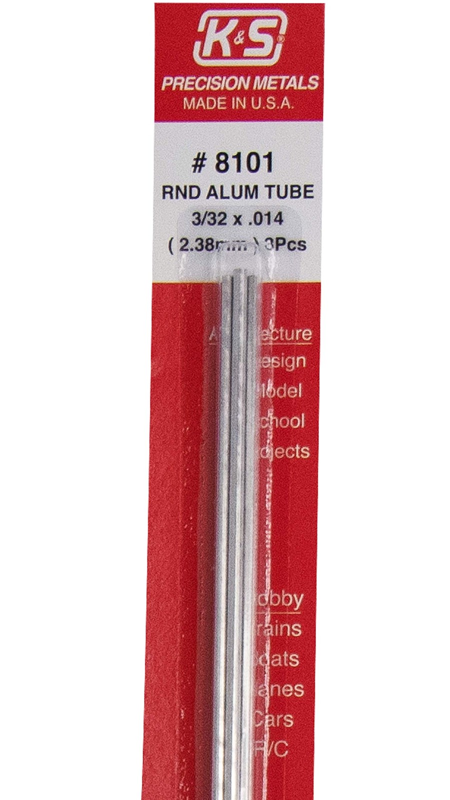 K S K S Precision Metals Round Aluminum Tube 3 32 OD x 12 Long Set of 3