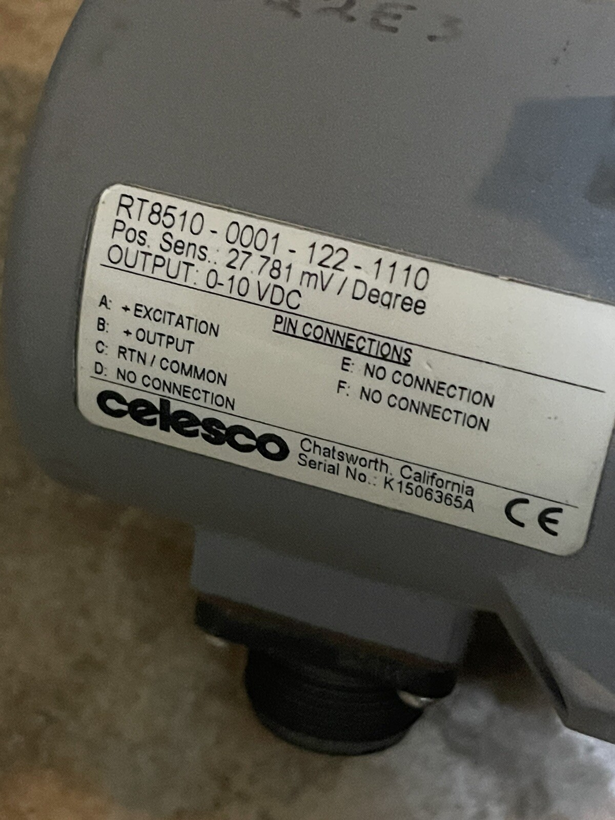 CELESCO ROTATIONAL POSITION TRANSDUCER, RT8510-0001-122-1110