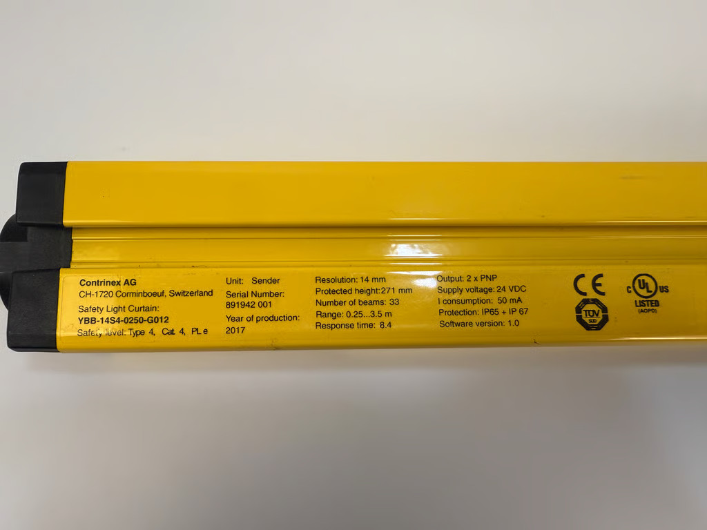 Contrinex Safetinex YBB-14S4-0250-G012 Safety Light Curtain Sender 14mm 24VDC