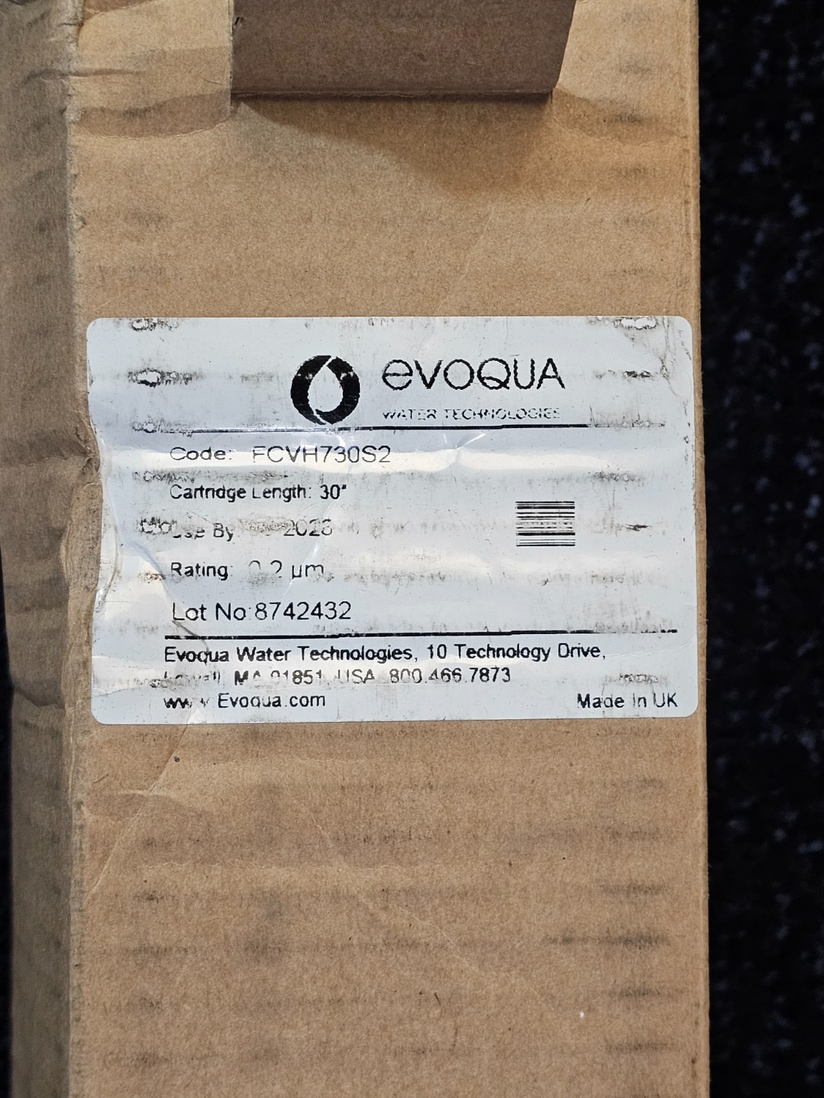 Evoqua Water Technologies FCVH730S2 30-inch Length Cartridge Filter 0.2 um